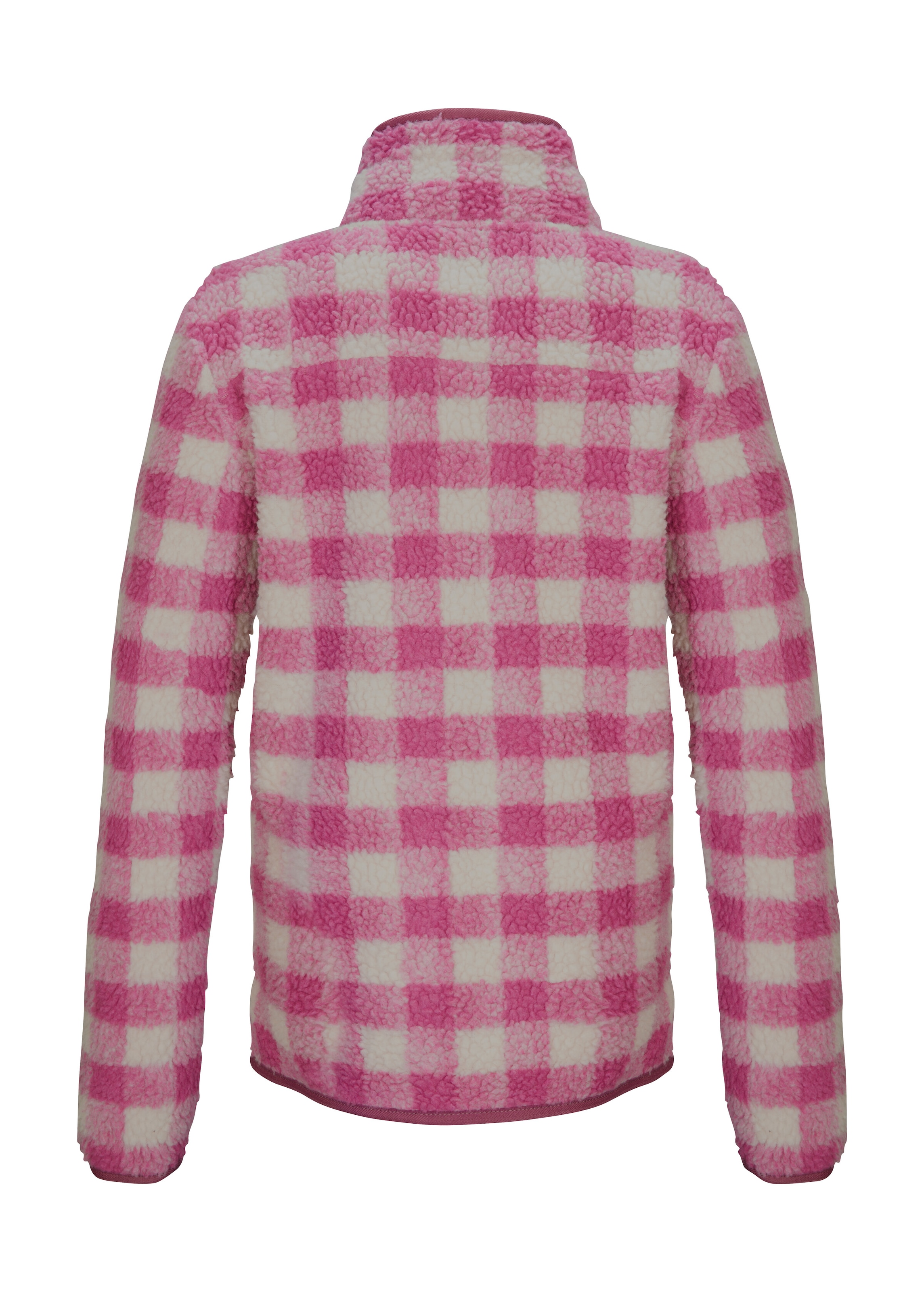 Killtec Fleecejacke »KOW 243 GRLS FLC JCKT«, Weiche Sherpa Fleecejacke mit Karomuster und Kinnschutz-Reißverschluss