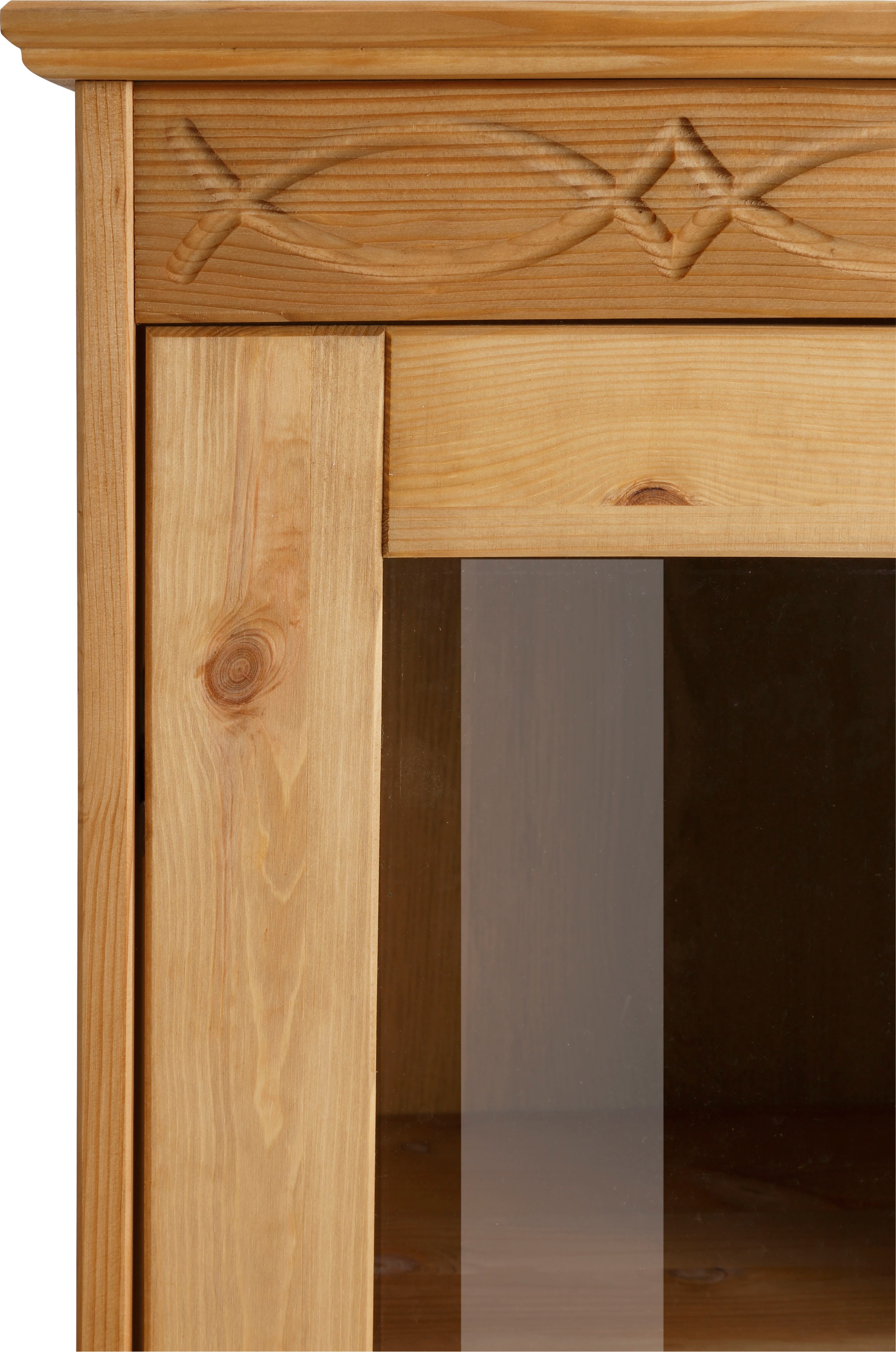 Home affaire Vitrine »Indra«, aus massiver Kiefer, FSC®, 2trg., Höhe 145 cm, dezentes Ornament