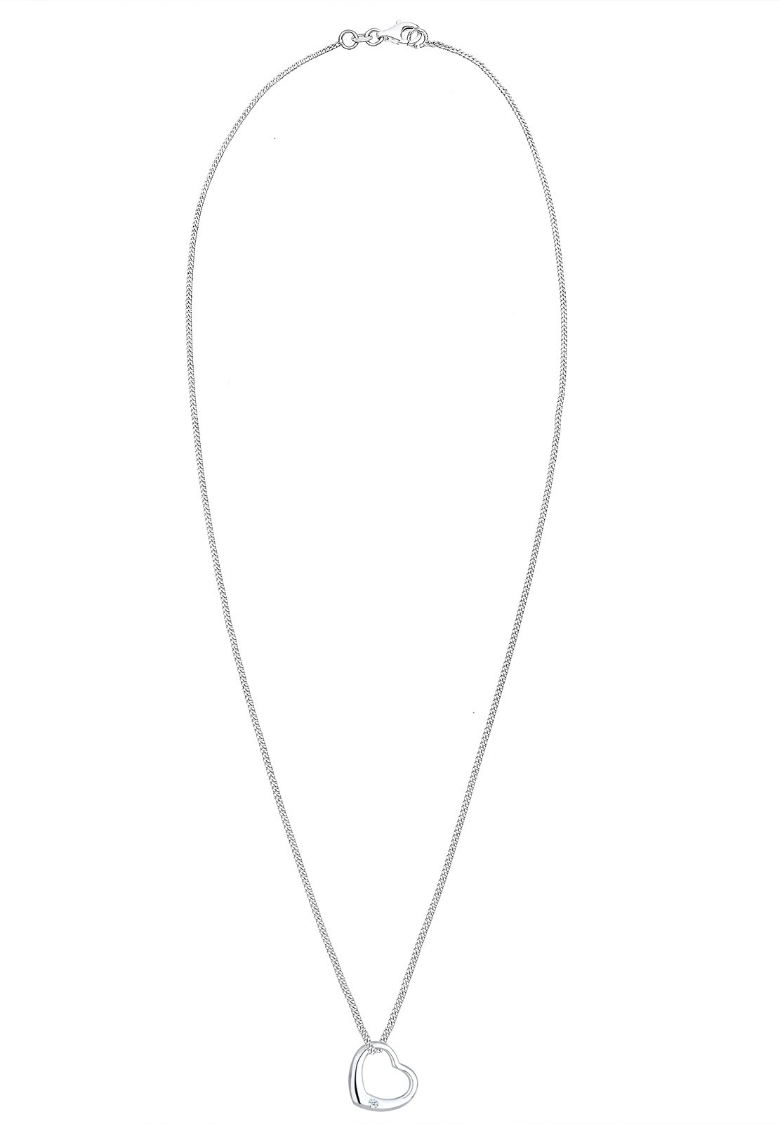 Elli DIAMONDS Silberkette »Halskette Herz Liebe Romantik Diamant (0.03 ct.) 925 Silber«