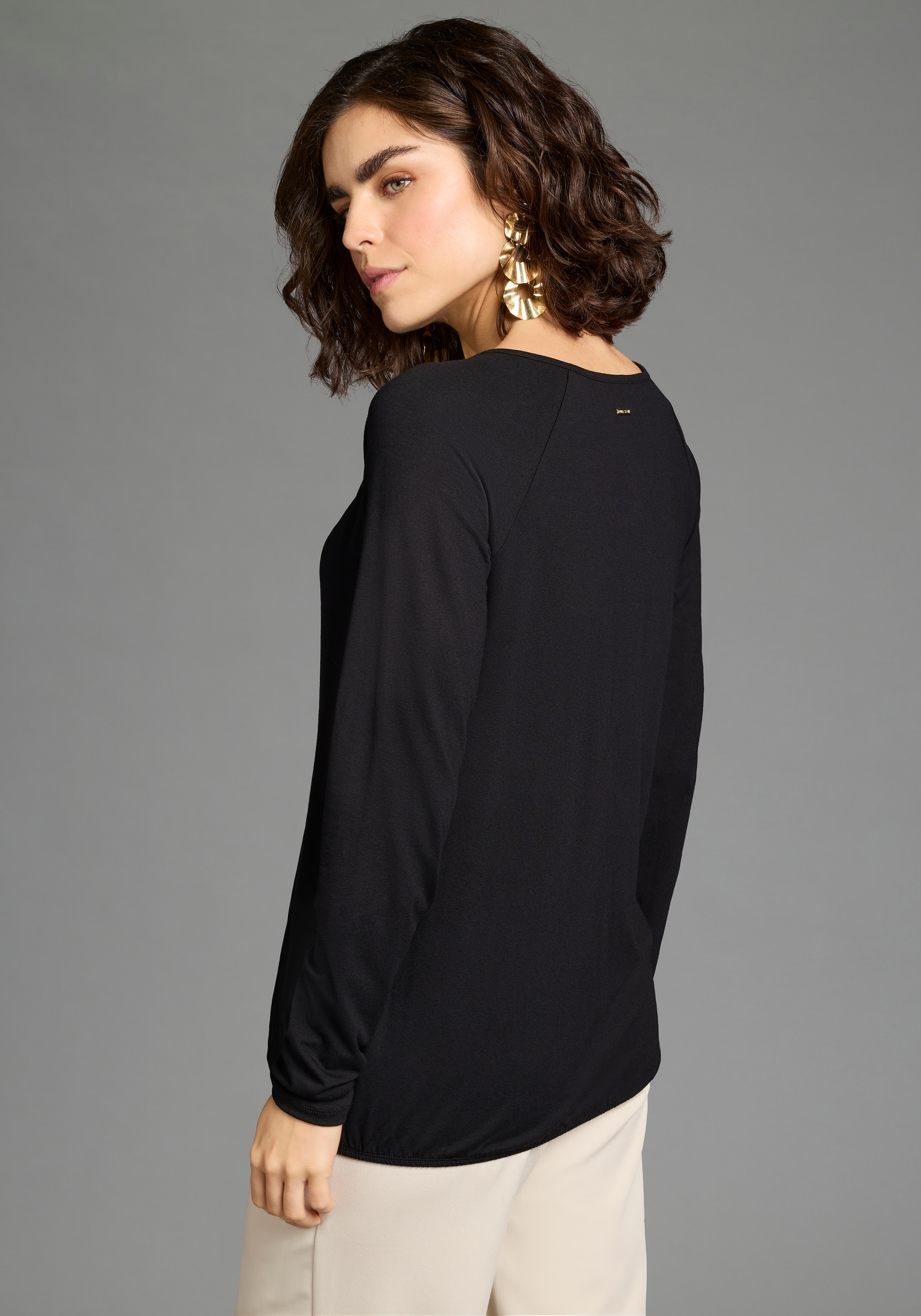 Laura Scott Longsleeve mit Schmuckelement, elastischer Bund