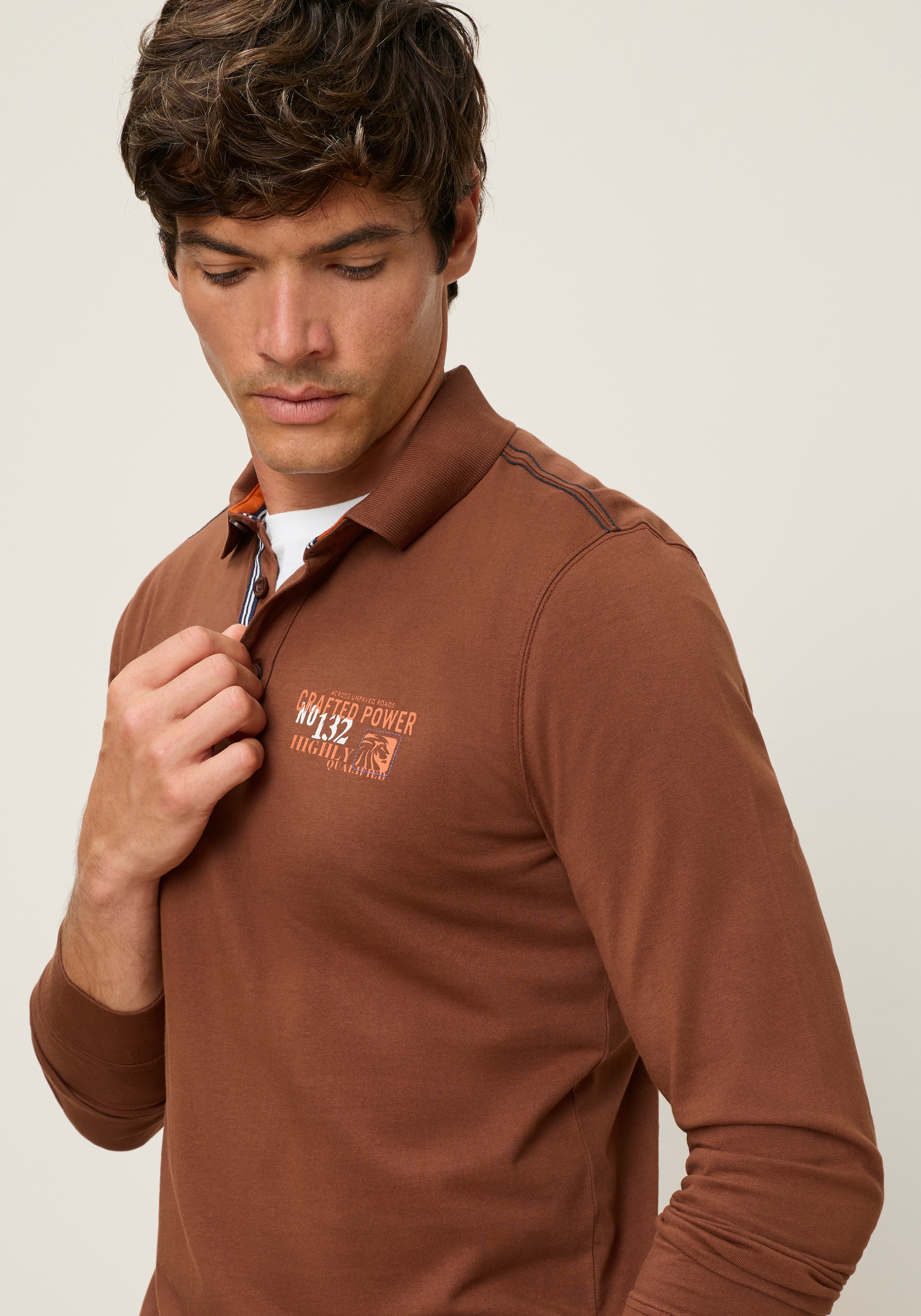Man's World Poloshirt Normale Passform, mit Langarm, klassischer Look