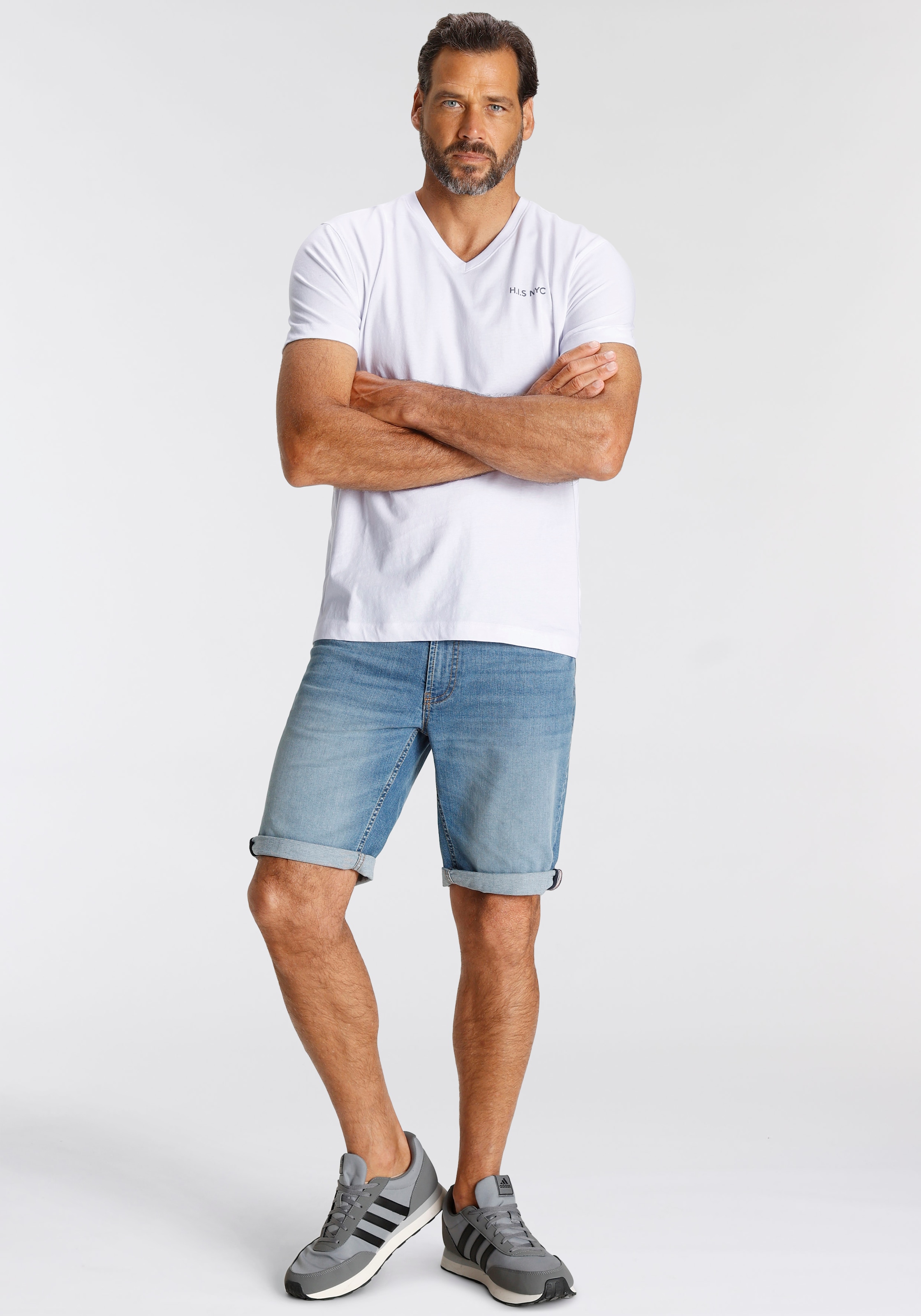 H.I.S V-Shirt, (3-er Pack), Kurzarm, Slim Fit, aus Baumwolle
