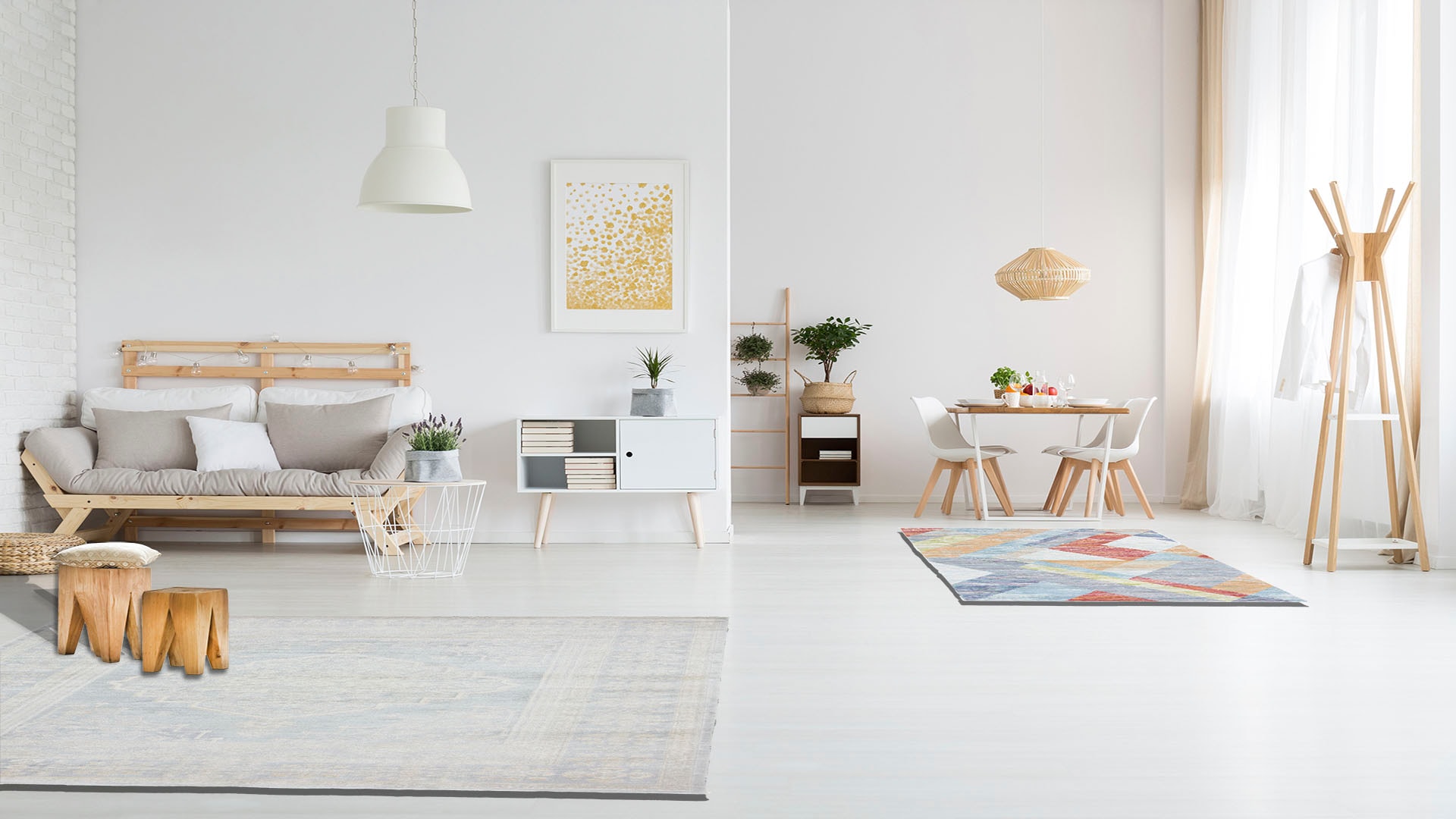 carpetfine Teppich »Fusion«, rechteckig, 5 mm Höhe, pastellfarbener Flachflor-Teppich, Wohnzimmer