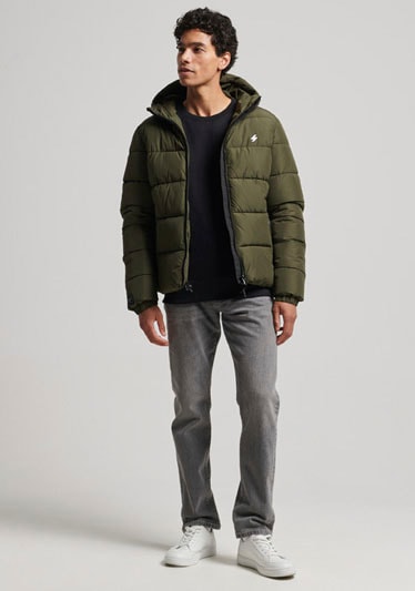 Superdry Steppjacke »HOODED SPORTS PUFFR JACKET«, mit Kapuze, mit kontrastfarbener Stickerei