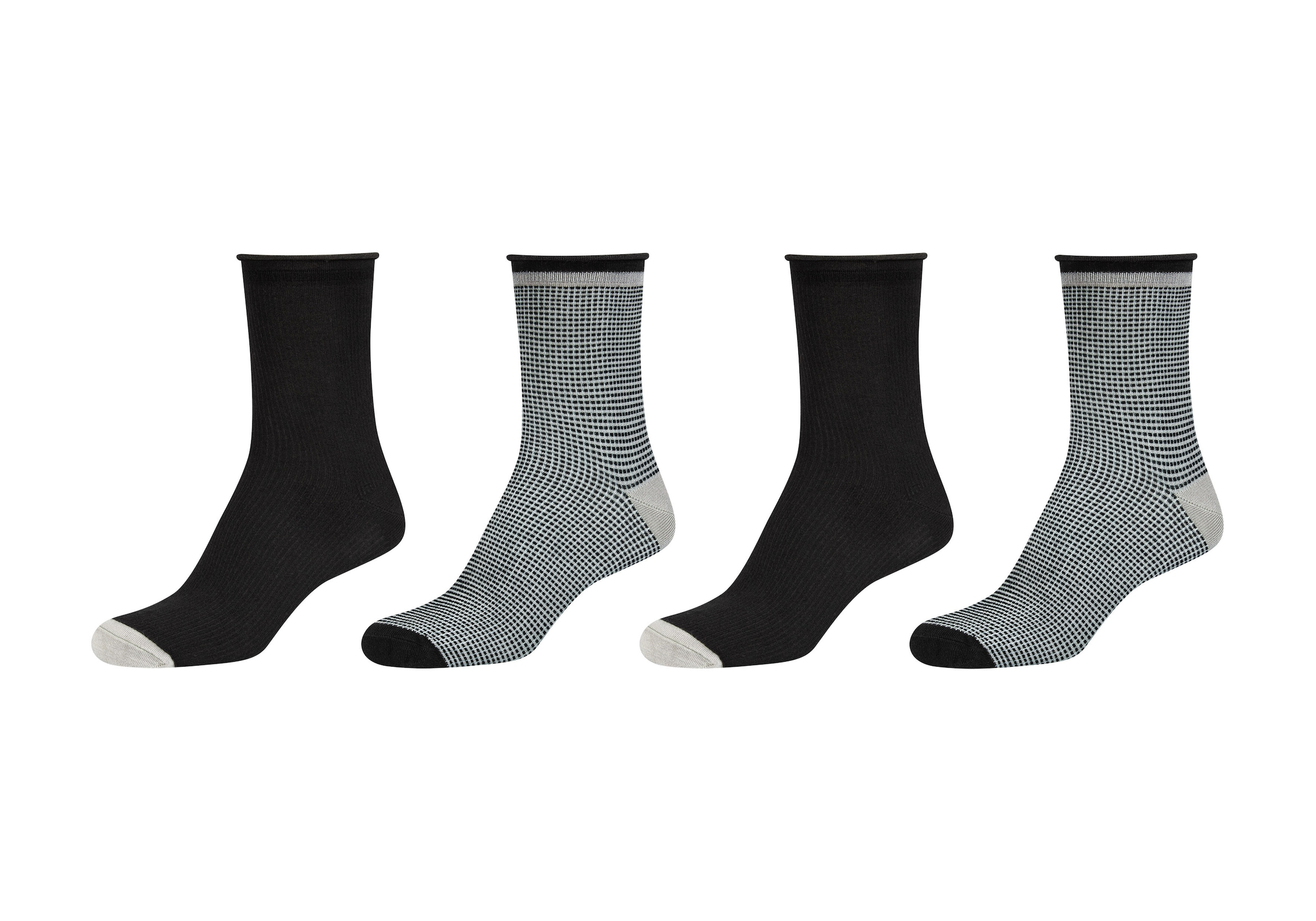 Langsocken »mit verstärkter Ferse«, (4er Pack), mit hautfreundlichem Gewebe