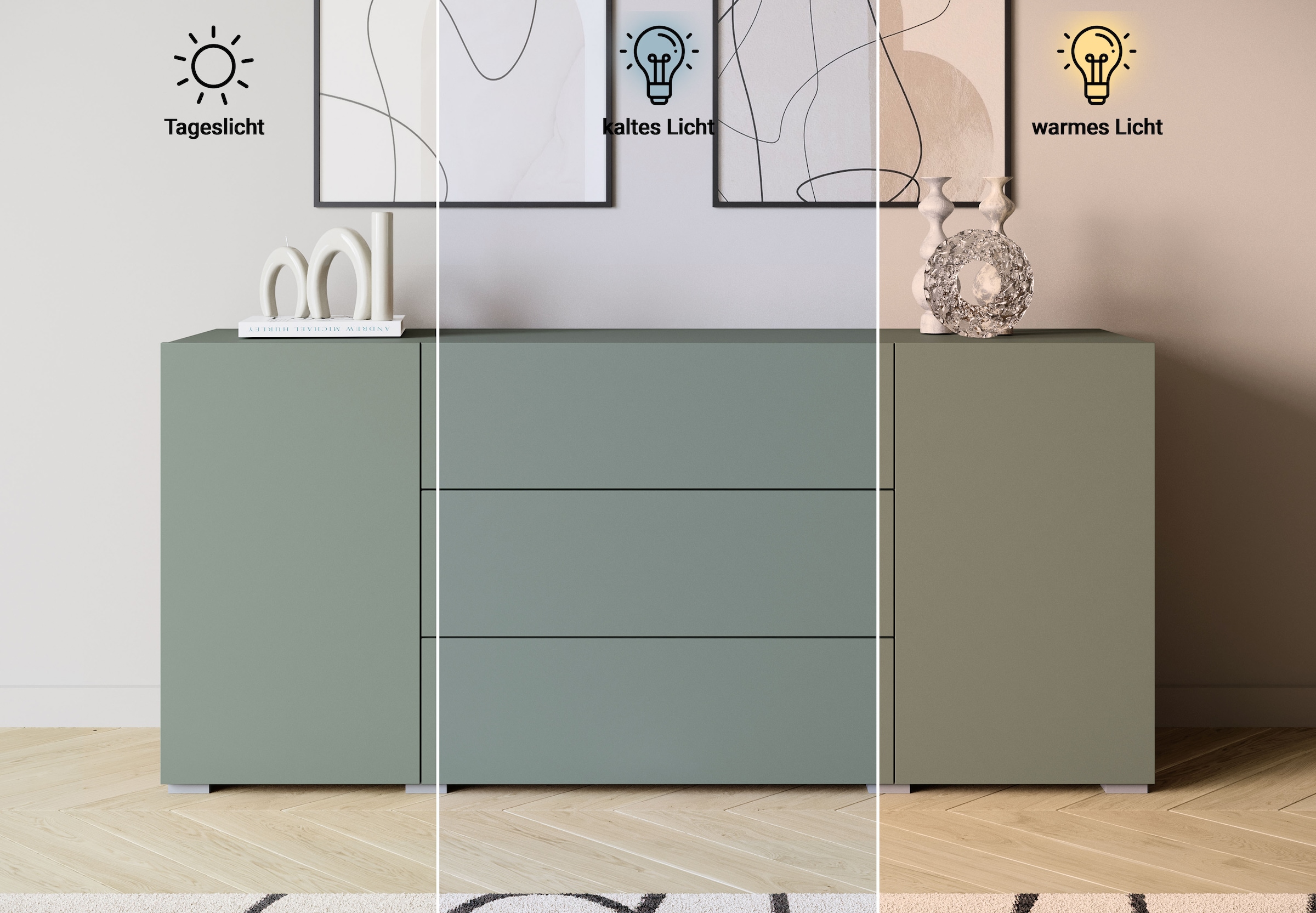 Home affaire Sideboard »BERLIN« Moderne grifflose Kommode Breite 150 cm, 4 Schubkästen/ 2 Türen