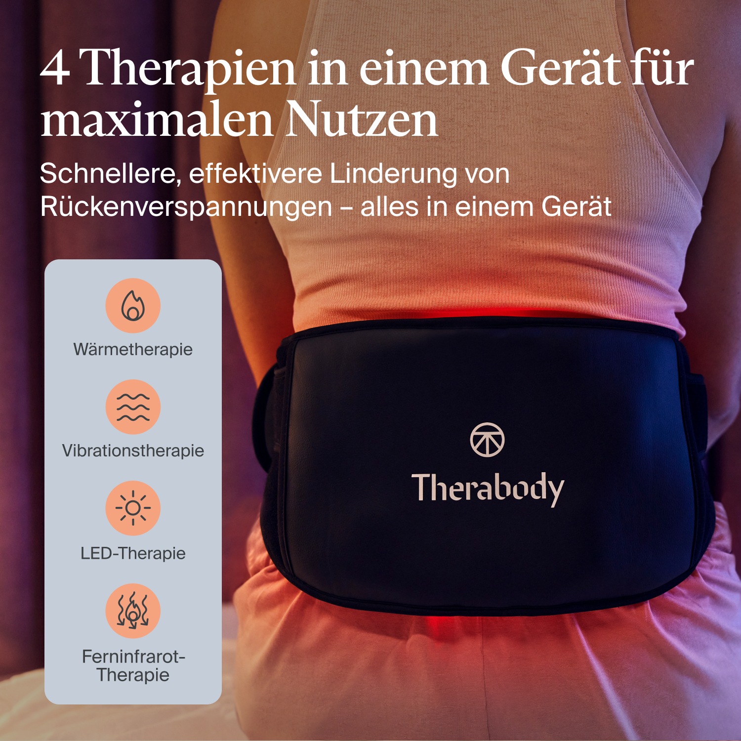 Therabody Wärmegürtel »ThermBack LED Therapiebandage mit Ferninfrarot, LED, Wärme, Vibration«, Lindert Rückenschmerzen, fördert Erholung & steigert Beweglichkeit