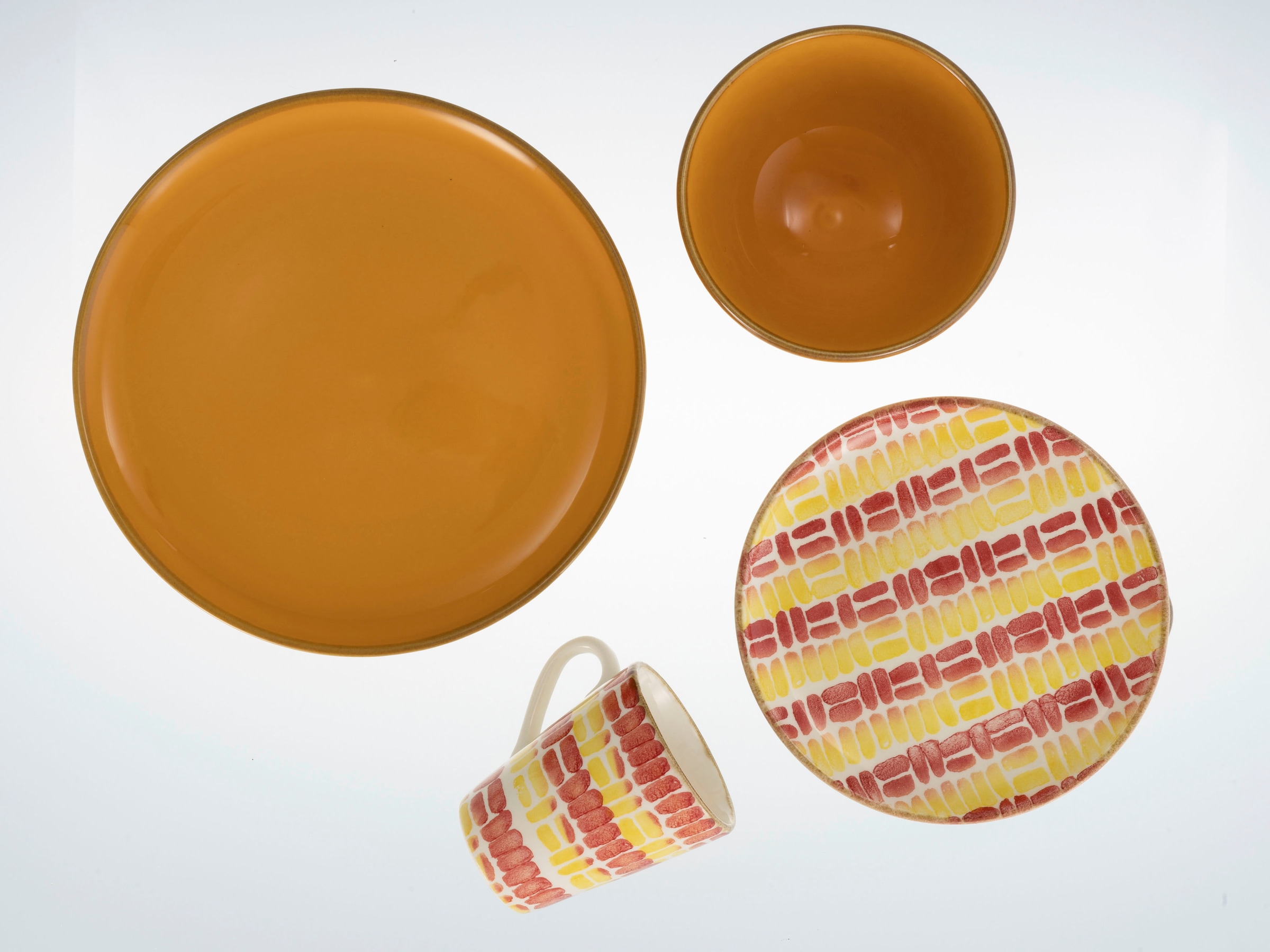 CreaTable Kombiservice »Geschirr-Set Marbella«, (Set, 16 tlg., Kaffeeservice und Tafelservice im Set, für 4 Personen), Service, südländisches Dekor, Made in Europe, 16 Teile, für 4 Personen
