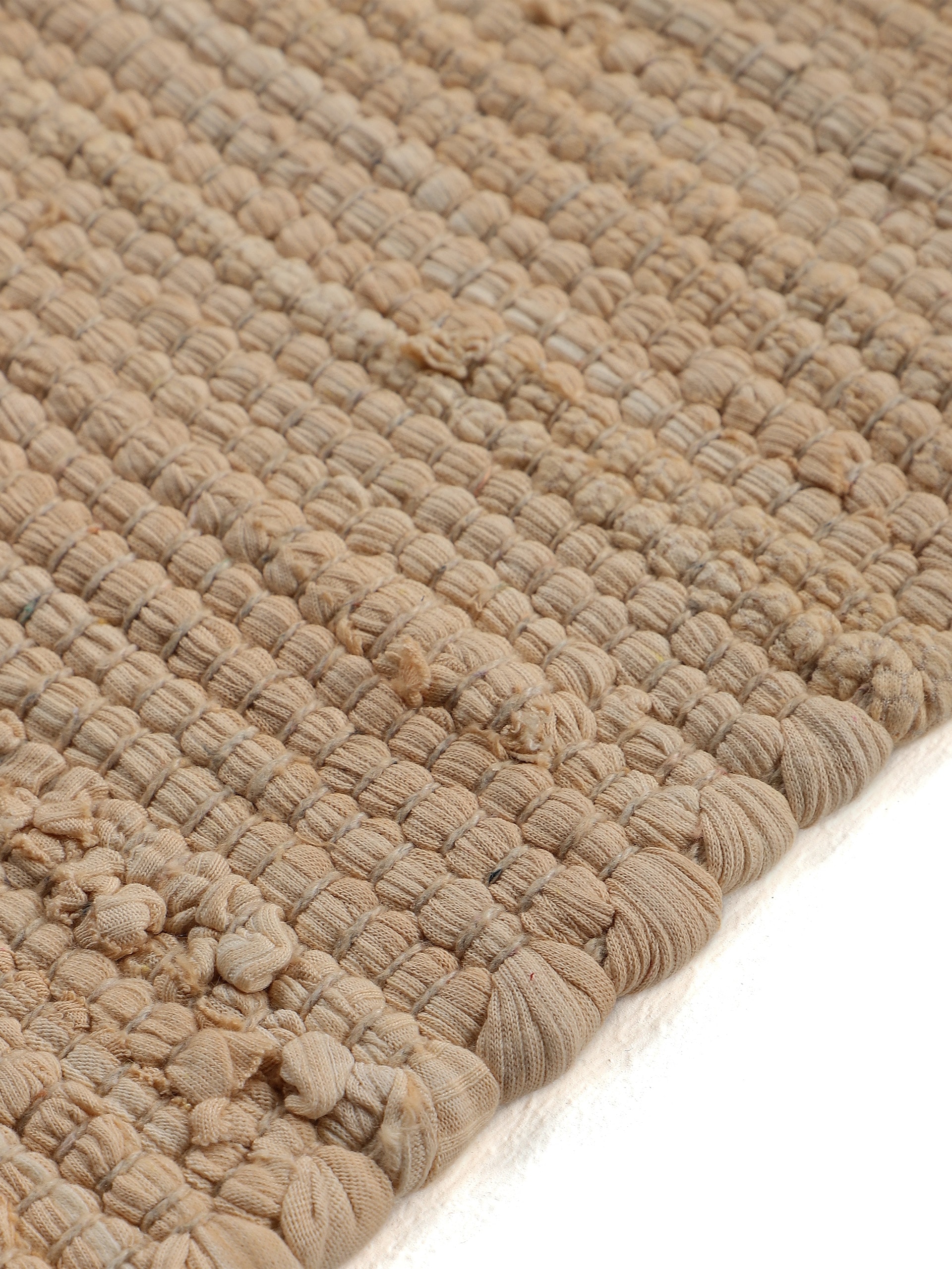 carpetfine Teppich »Kelim Chindi uni, auch als Läufer«, rechteckig, 5 mm Höhe, Wendeteppich, reine Baumwolle, handgewebt, Uni-Farben, mit Fransen