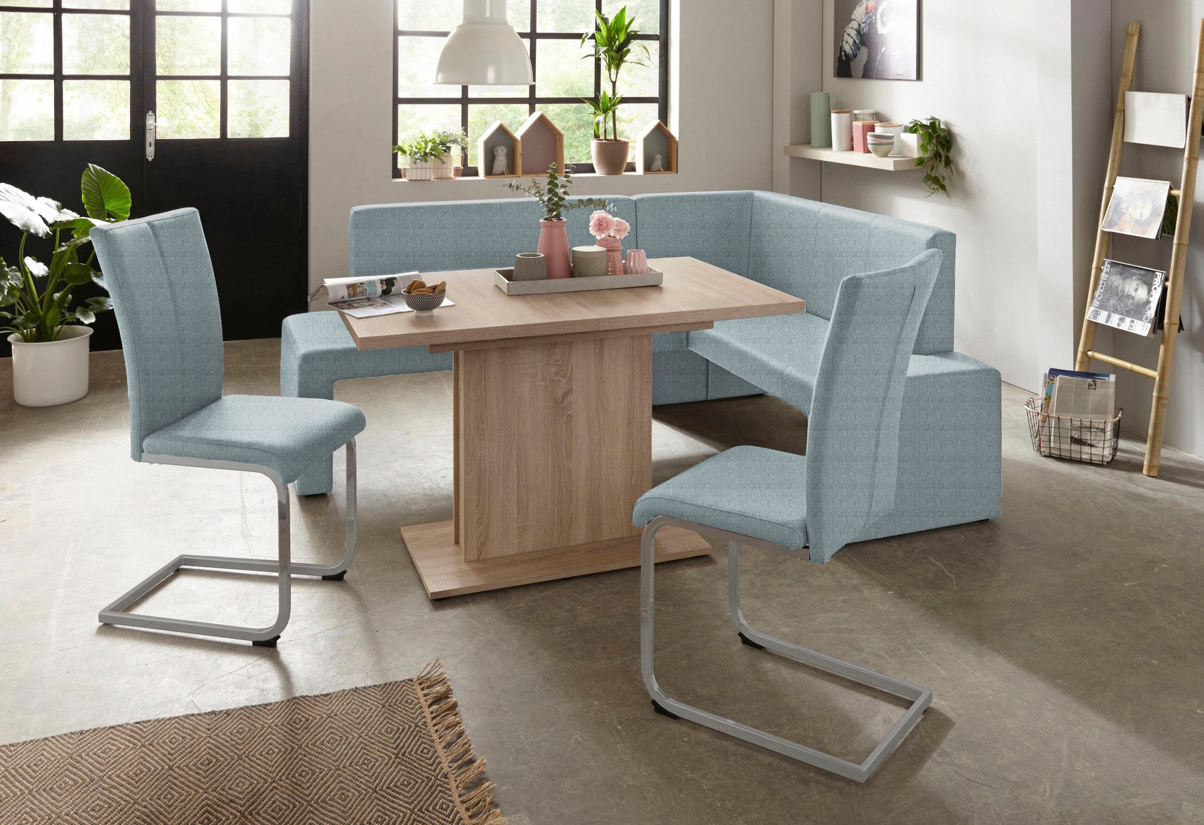 Home affaire Freischwinger »Alex«, (Set), 2 St., Struktur 2, Stuhl belastbar bis 120 Kg, Gestell im Chrom-Look