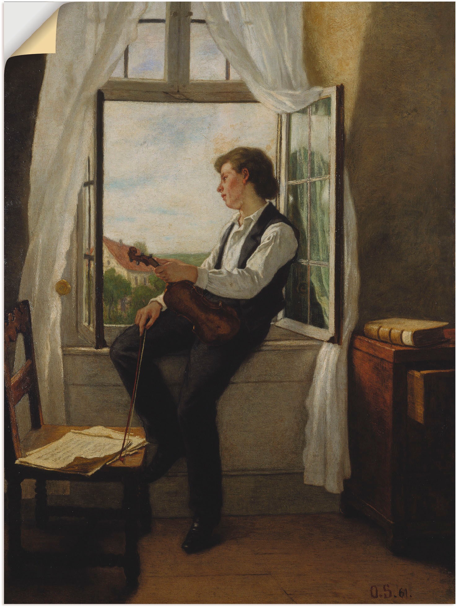Artland Wandbild »Der Geiger am Fenster. 1861«, Mann, (1 St.), in vielen Größen & Produktarten -Leinwandbild, Poster, Wandaufkleber / Wandtattoo auch für Badezimmer geeignet