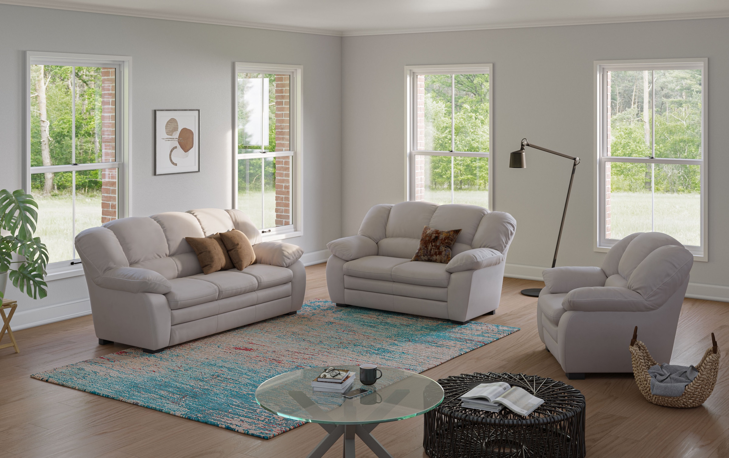 COTTA Polstergarnitur »Casino, Sofa Set, 3-2-1 Sitzer, Wohnzimmer Garnitur«, (Set, 3 tlg.), Sessel, 2-Sitzer, 2,5-Sitzer, hohe Rückenlehne