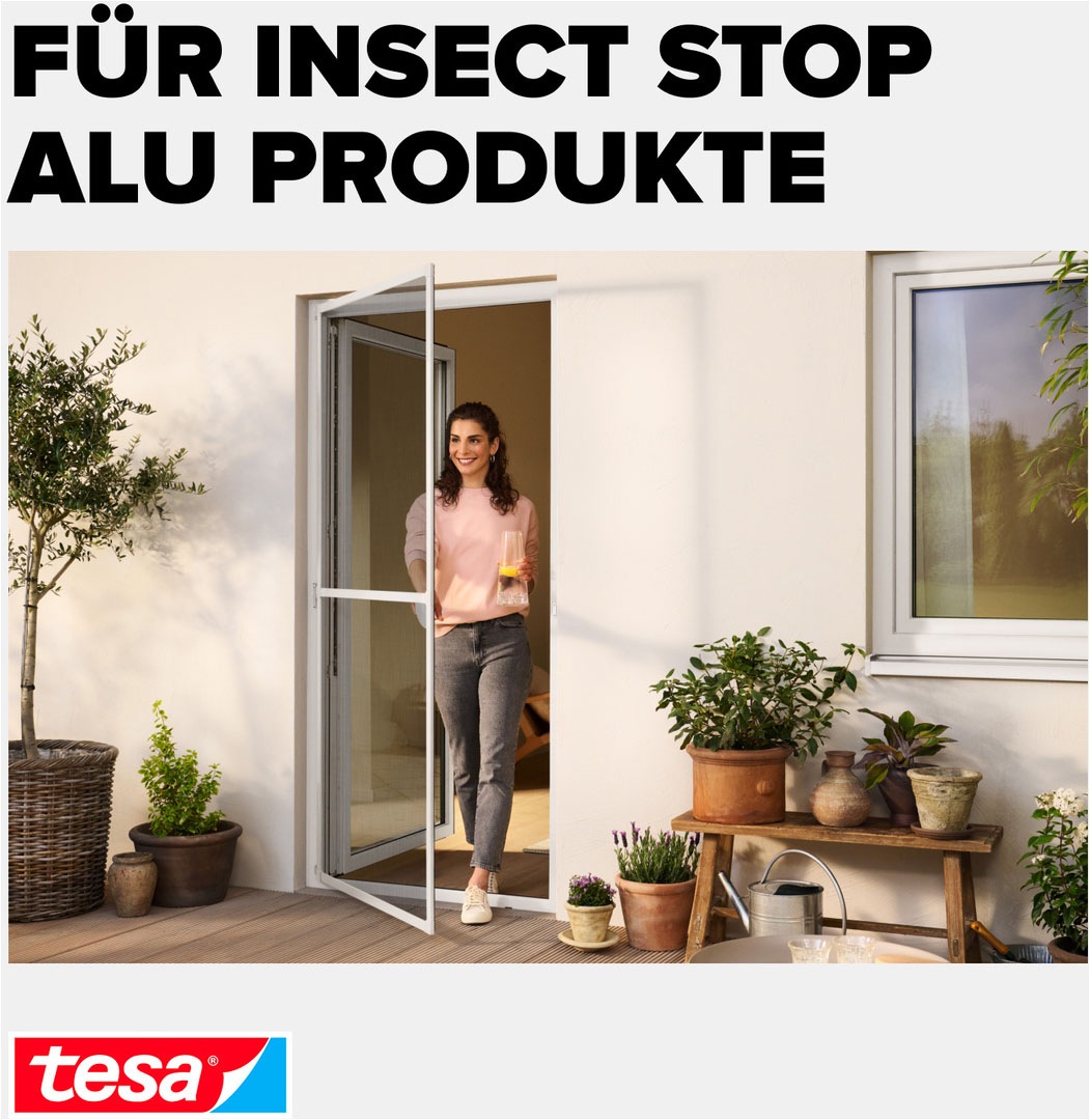 tesa Fliegengitter-Gewebe »Insect Stop Alu-Gitter Ersatzrolle für Fliegengitter - 1.2 m x 2.5 m« Packung, Nachfüllrolle, 1 Stk. tlg. Mückennetz als Ersatzgitter für Fenster & Türen