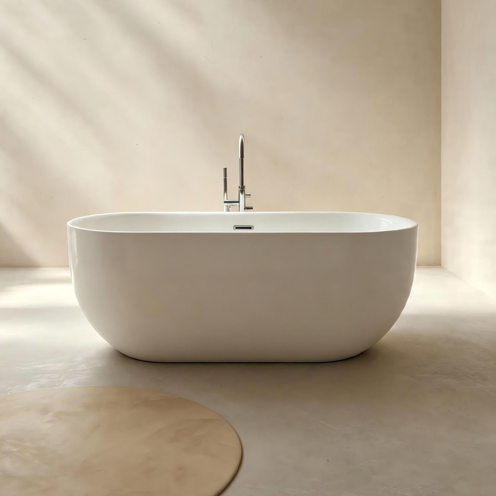 welltime Badewanne »Setubal« Höhe 62 cm mit Ablaufstöpsel | verstellbare Füße | Überlauf wandanliegend, aus hochwertigem Sanitäracryl, mit Pop Up Ventil