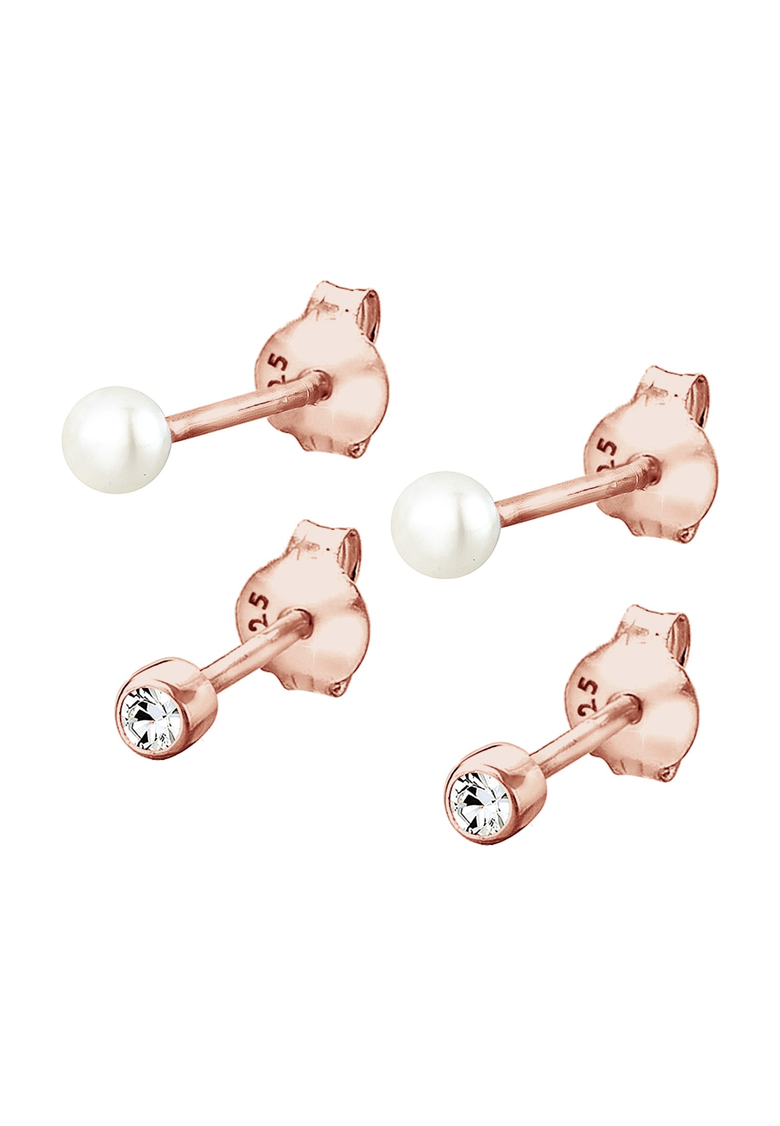 Elli Perlenohrringe »Ohrringe Set Basic Perle Kristalle 925 Silber«