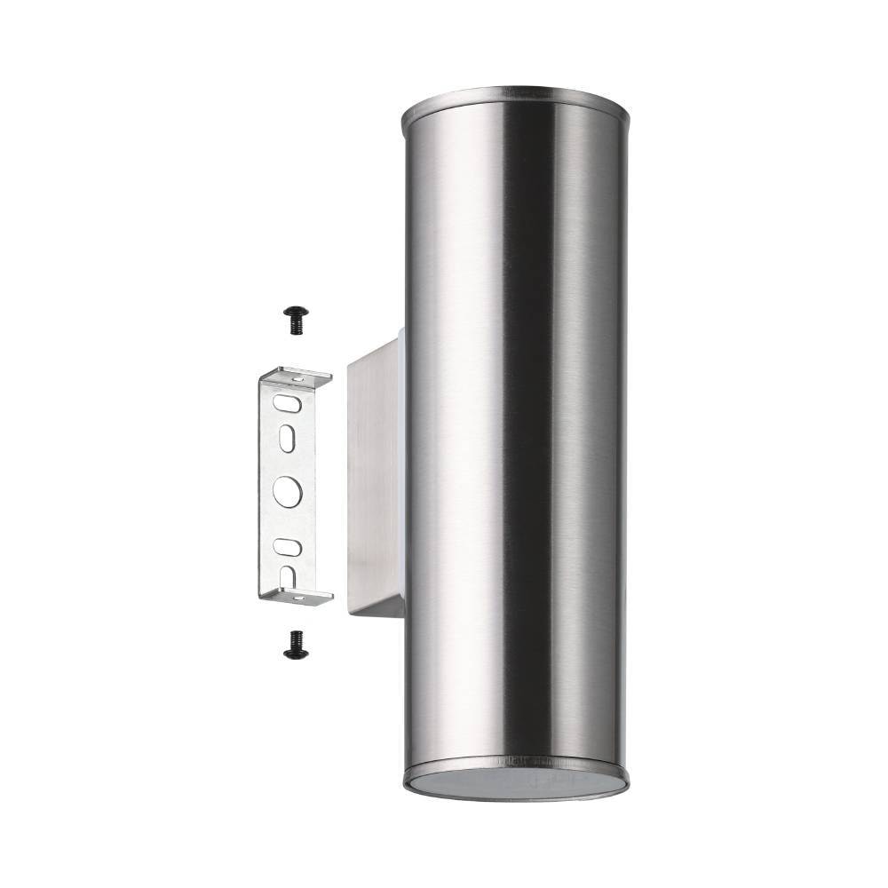 EGLO LED Außen-Wandleuchte »Riga Wandleuchte, Außenbeleuchtung, LED, Stahl in silber, IP44«, 2 flammig, Leuchtmittel GU10 | LED wechselbar, Eckmontage möglich, Up- und Down Light, Garten, Terrasse, 20x9,5x6,5cm