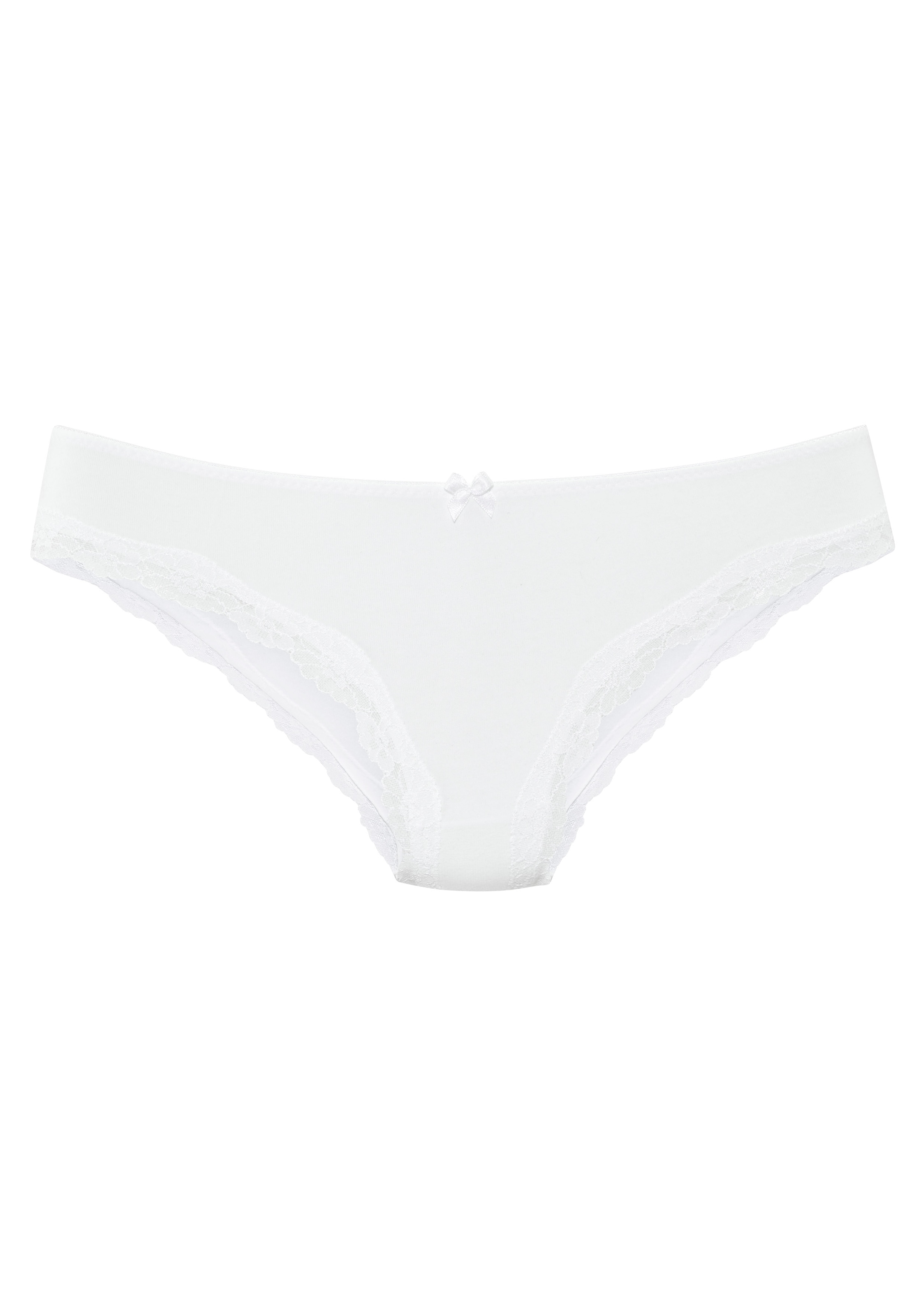 LASCANA Brasilslip 3er-Pack,  aus elastischer Baumwolle mit zarter Spitze