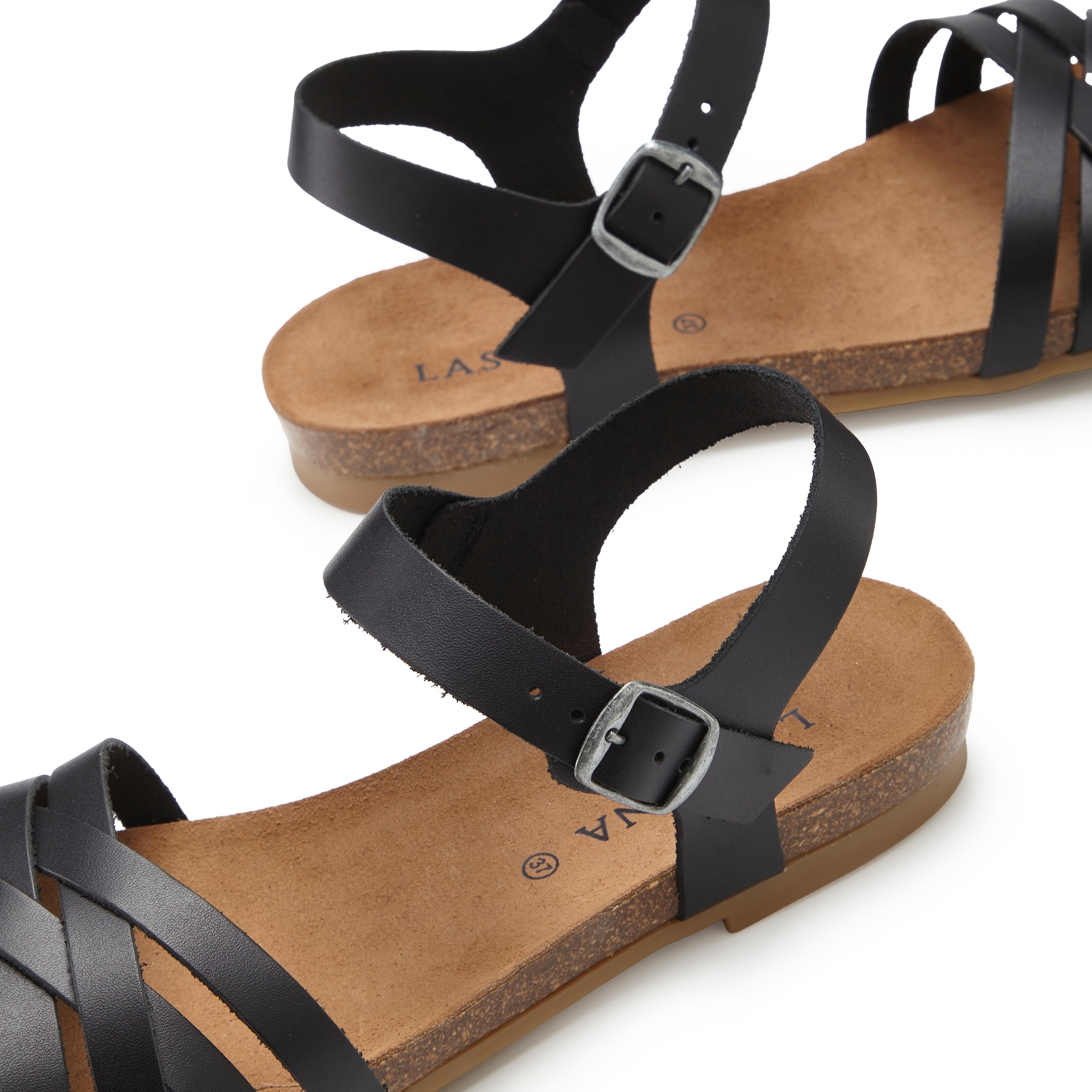 LASCANA Sandale »Sandalette, Sommerschuh«, aus Leder mit komfortablem Korkfußbett