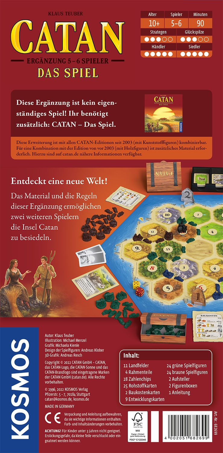 Kosmos Spiel »Catan - Das Spiel - Ergänzung 5-6 Spieler - Edition 2022«, Made in Germany