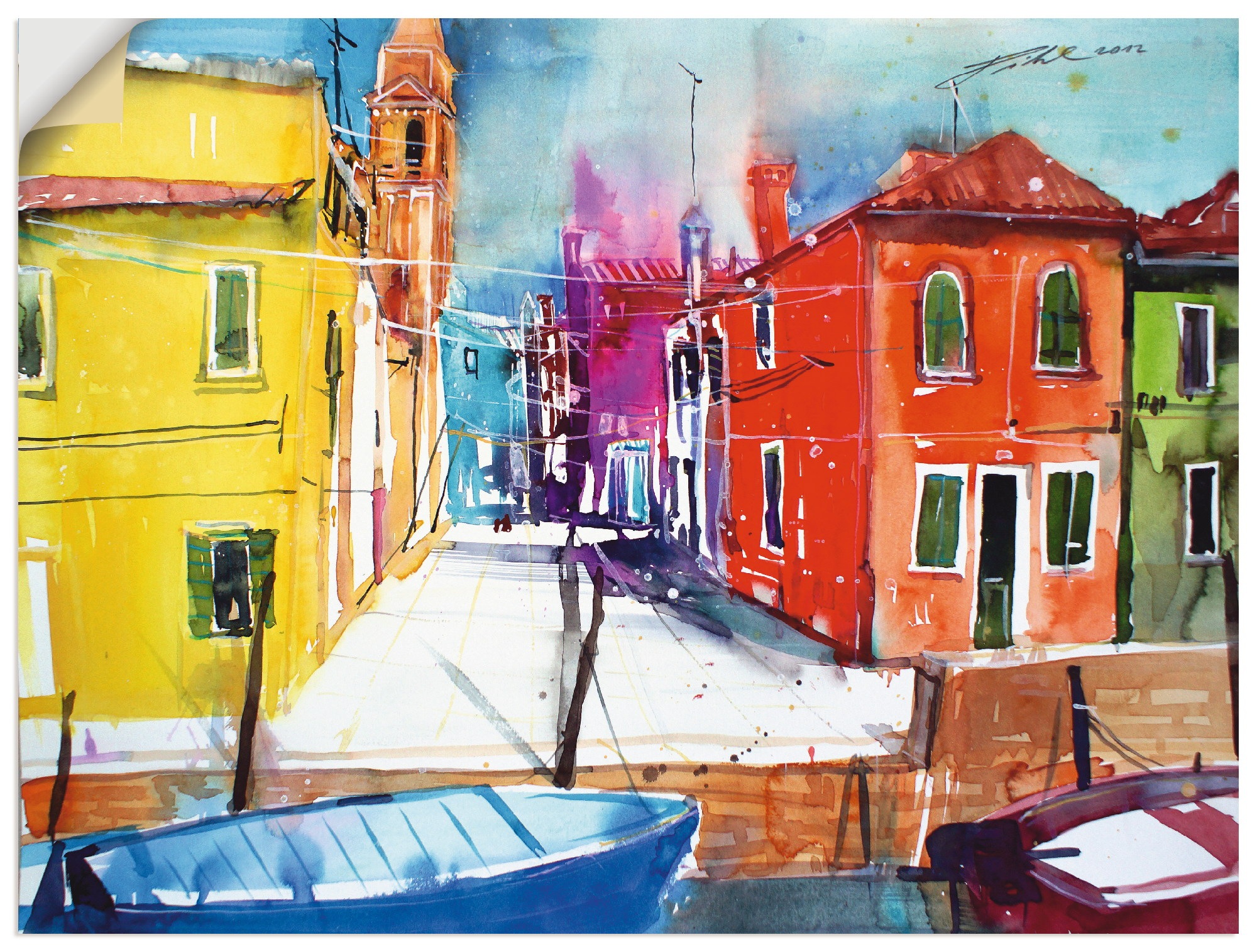 Artland Wandbild »Venedig, Burano, Fondamenta del Pizzo«, Italien, (1 St.), in vielen Größen & Produktarten - Alubild / Outdoorbild für den Außenbereich, Leinwandbild, Poster, Wandaufkleber / Wandtattoo auch für Badezimmer geeignet