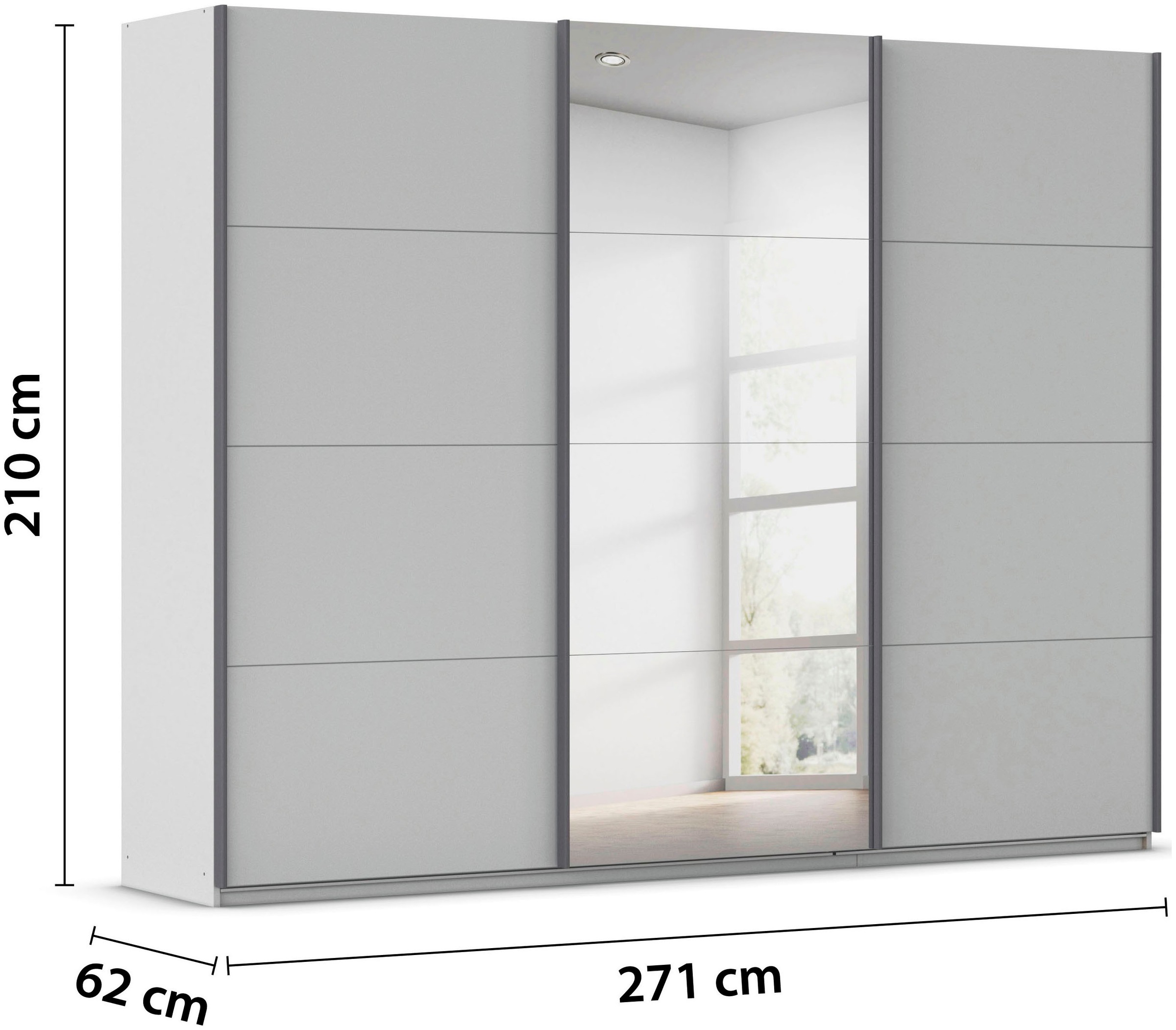 rauch Schwebetürenschrank »Kleiderschrank Schrank Garderobe AGORDO«, (in zwei Griff-Farben), Top Innenausstattung, in 4 Breiten und 2 Höhen MADE IN GERMANY