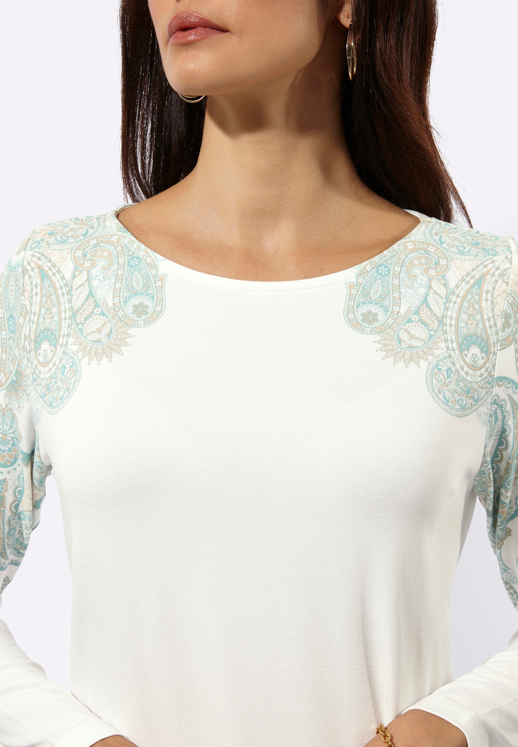creation L T-Shirt »Druck-Shirt Langarmshirt mit platziertem Paisley-Druck«