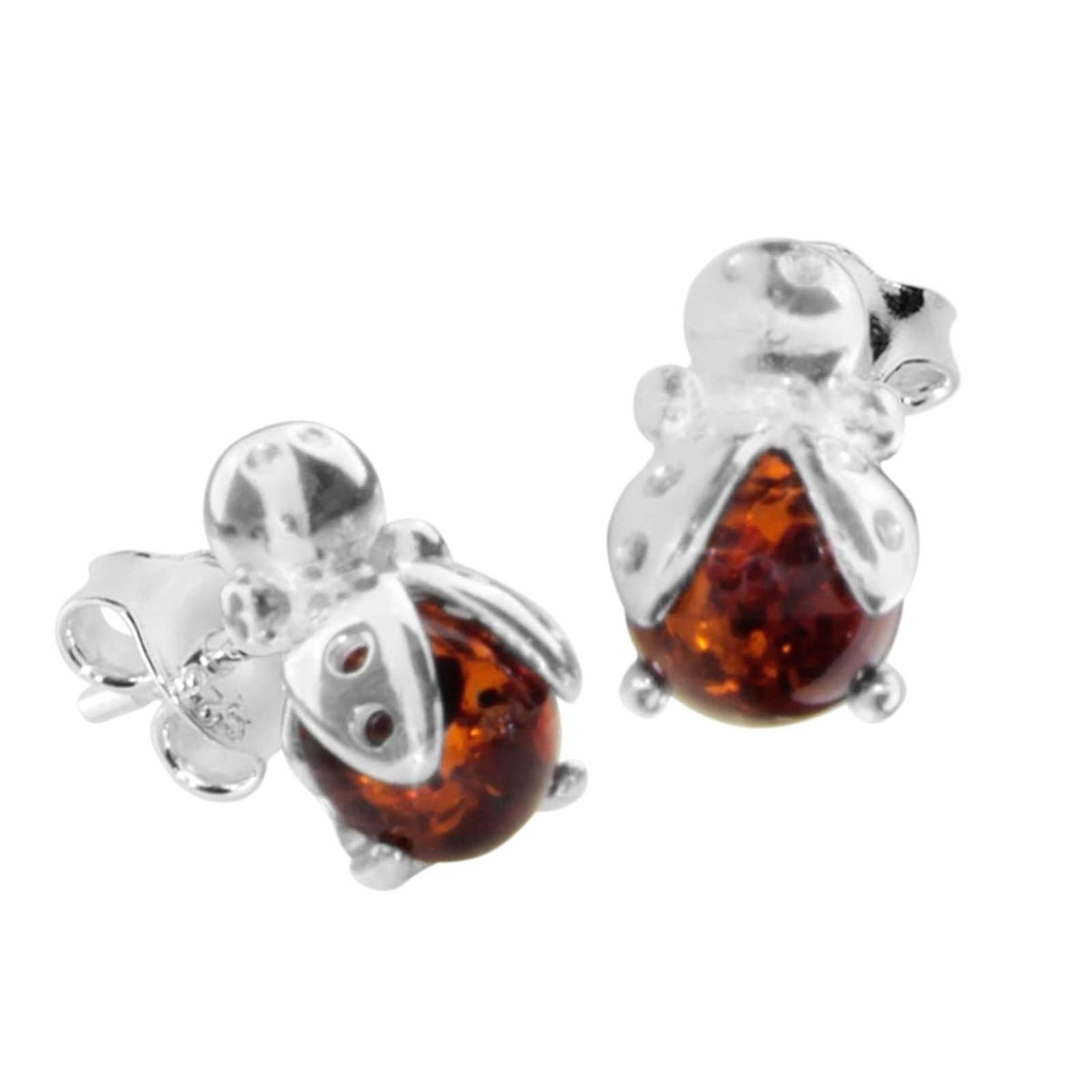 OSTSEE-SCHMUCK Paar Ohrstecker »- Marienkäfer - Silber 925/000 - Bernstein«