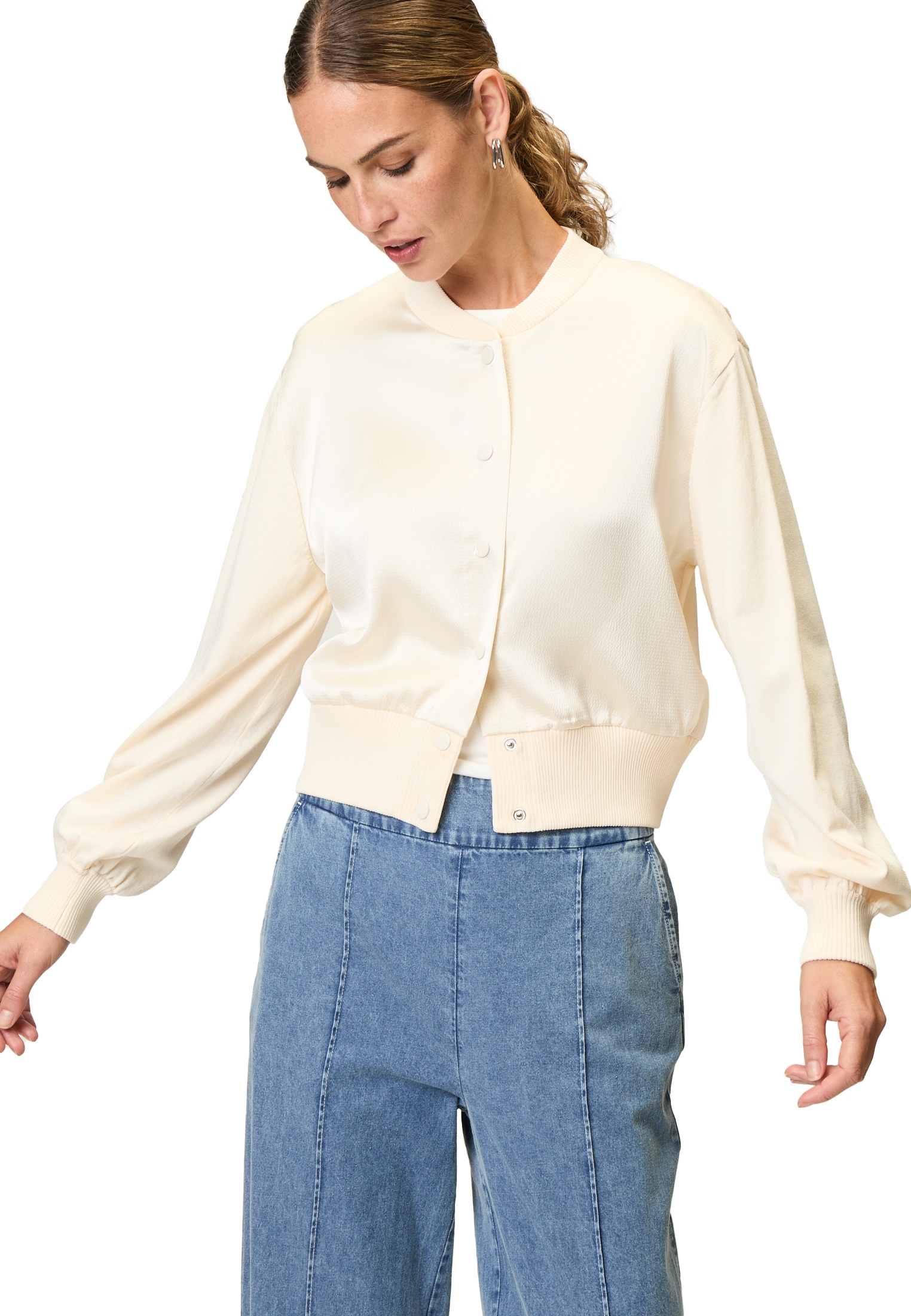 Zero Strickjacke »Strickjacke mit Satinvorderseite«