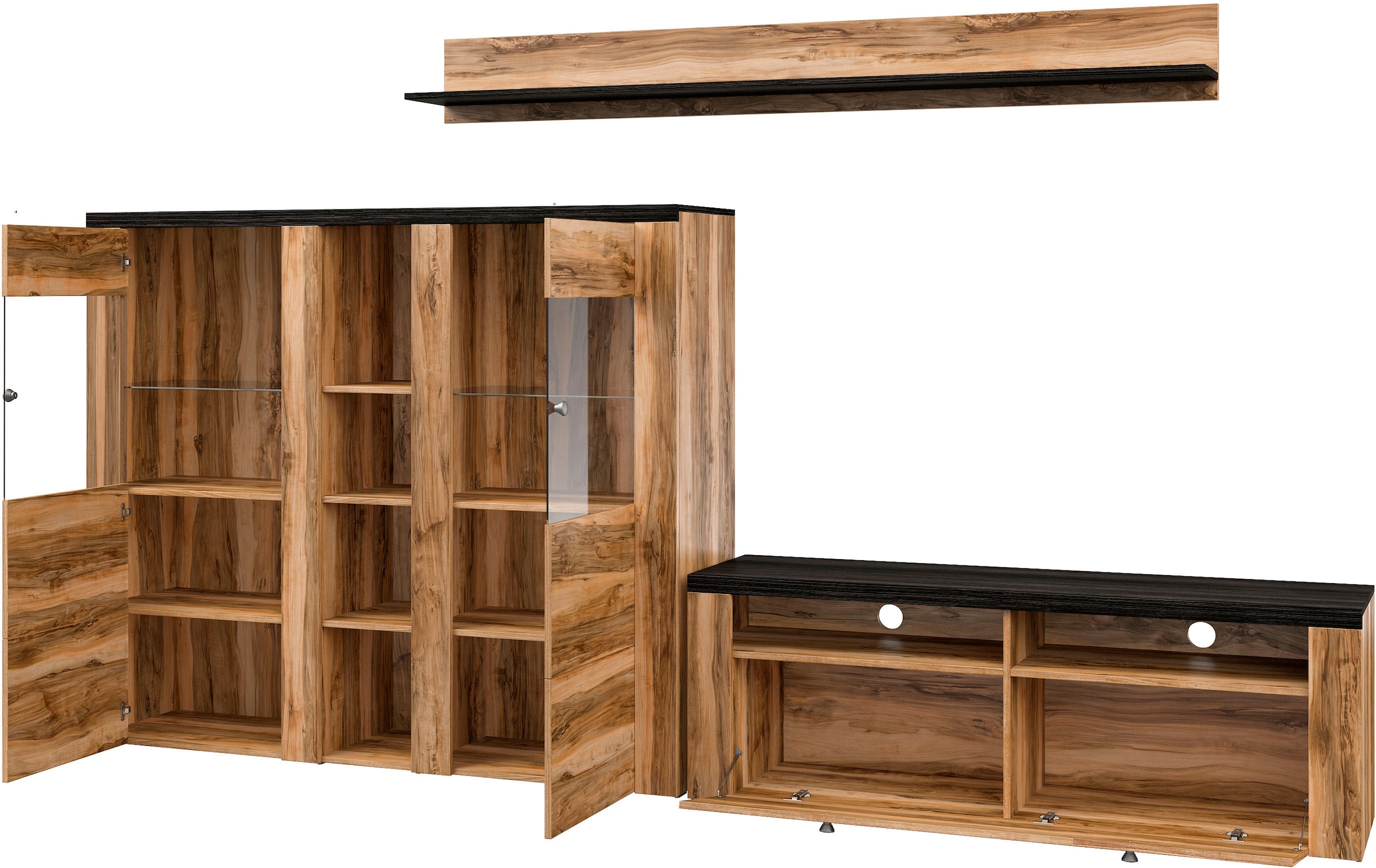 Home affaire Wohnwand »Larona, Wohnwand, Set 3 teilig,«, (3 St.), Wohnzimmer Set bestehend aus 1 TV-Board, 1 Highboard,1 Wandregal