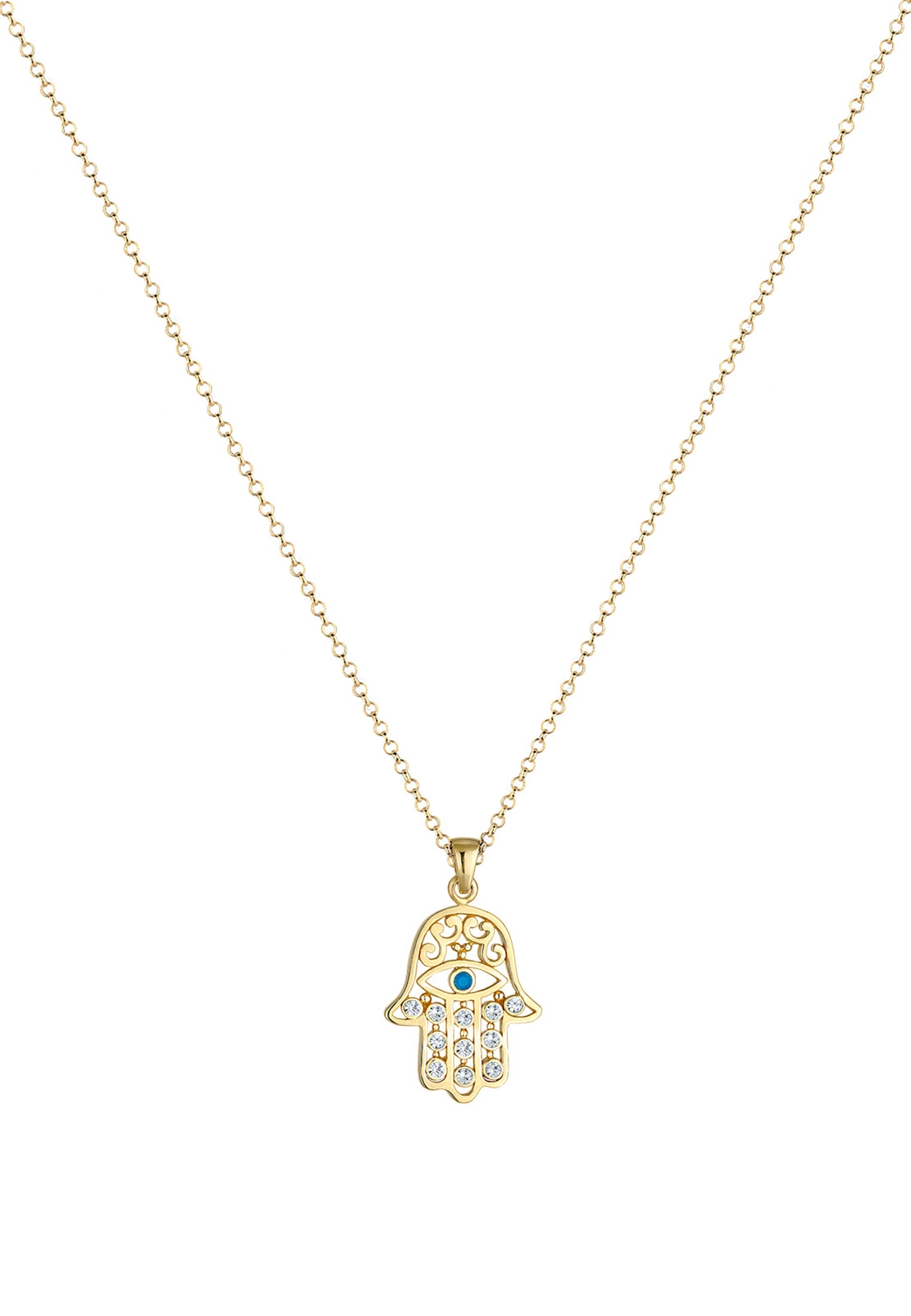 Elli Lange Kette »Halskette Hamsa Evil Eye Kristalle Schutzsymbol 925 Silber«