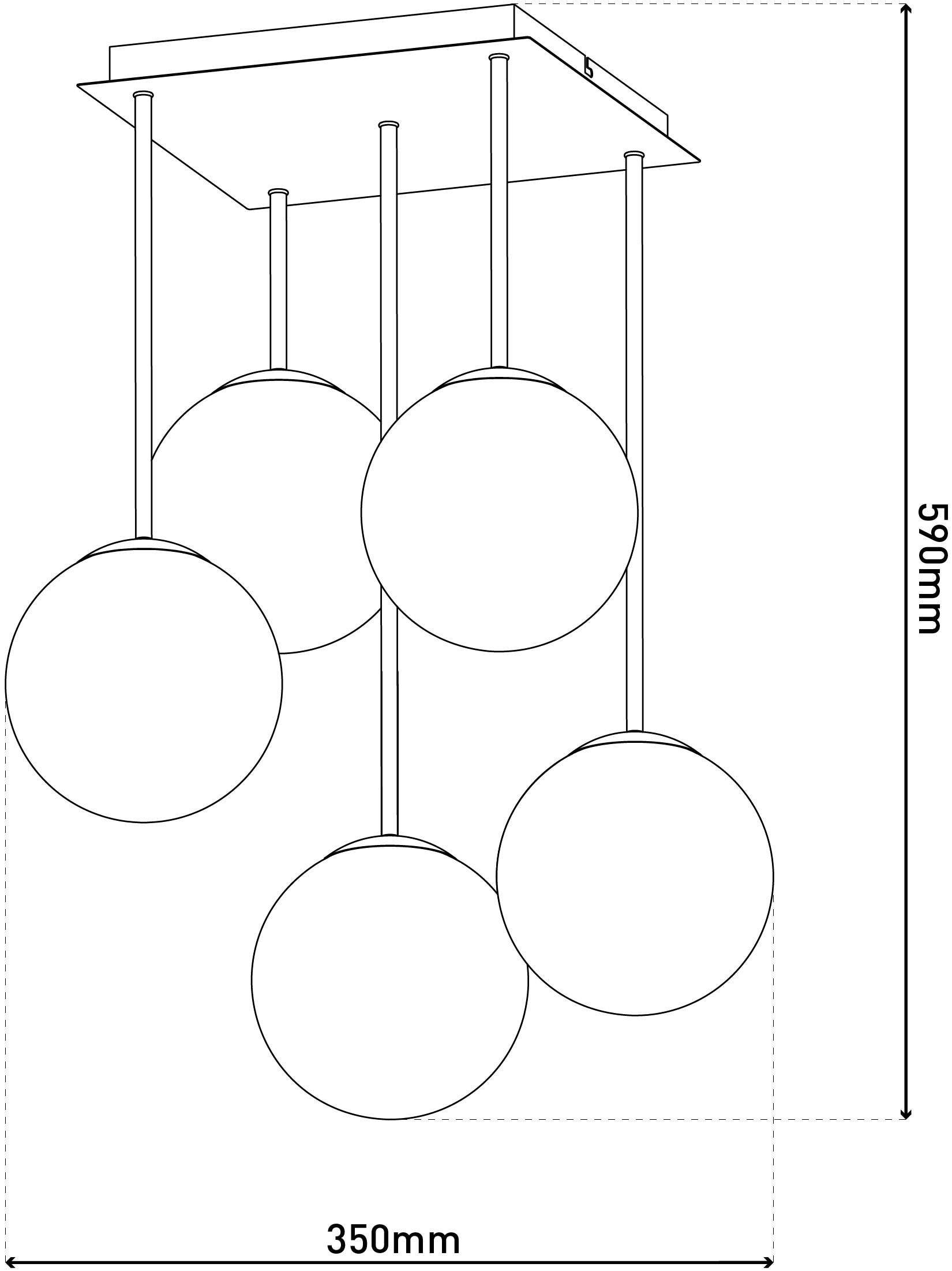 my home Pendelleuchte »Nymölla« E14 1 Stk. 5 Glaskugeln mit je 1x E14 exkl., Gestell eckig beige matt