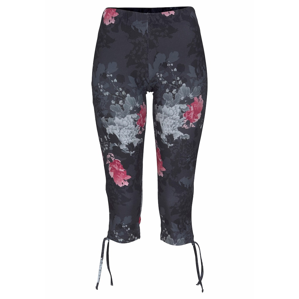 Venice Beach Caprileggings, mit seitlicher Raffung und Alloverdruck, 3/4-Länge, Stretch