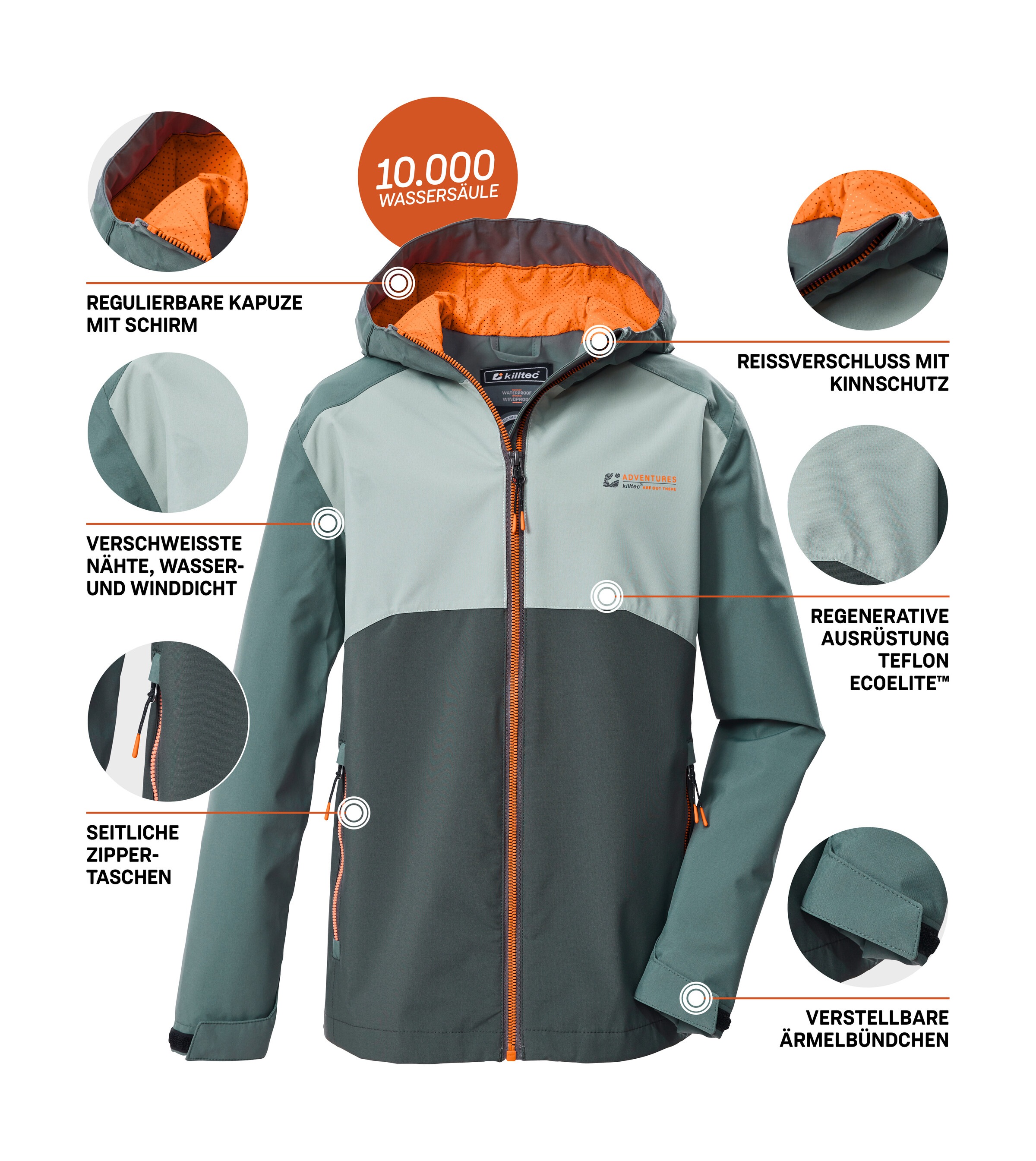 Killtec Funktionsjacke »KOS 147 BYS JCKT« Kinderjacke, wasserdicht, Colourblock, Teflon EcoElite™ imprägniert