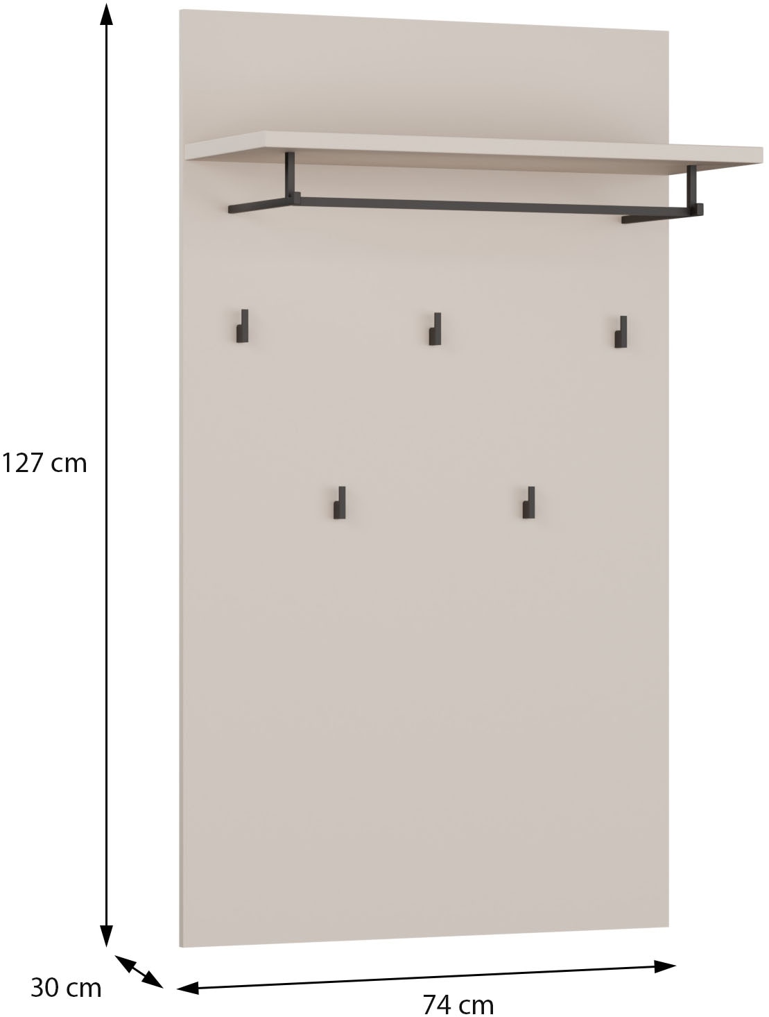 FORTE Garderobenpaneel »Alice Springs« B/H/T 74/127/30 cm, Wandmontage,