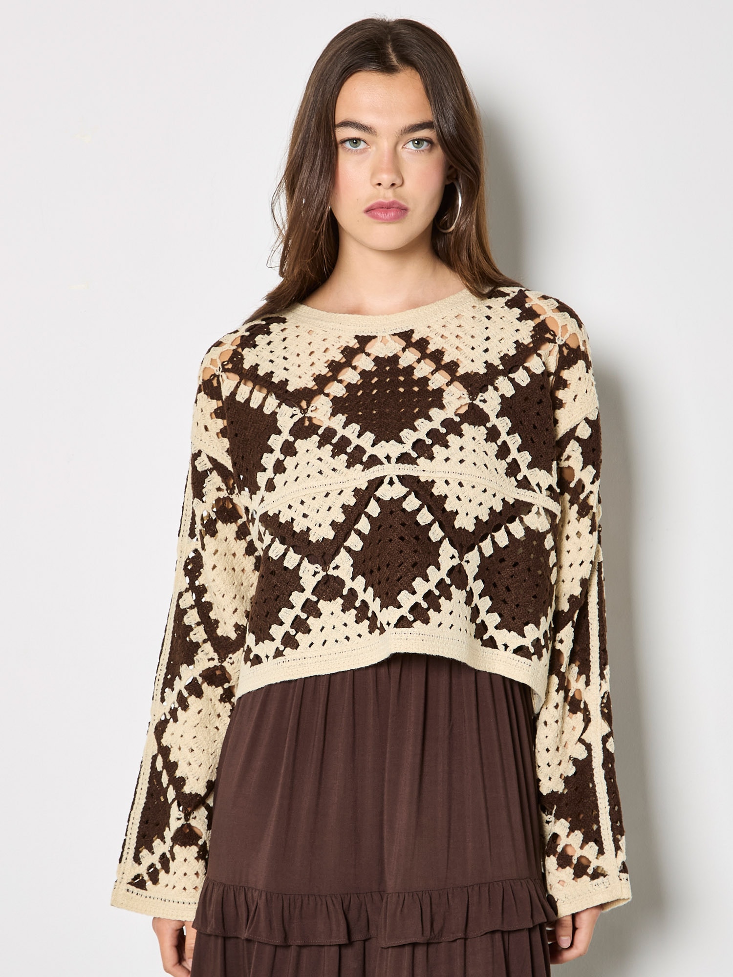 Apricot Strickpullover »Pullover« mit Häkelrauten