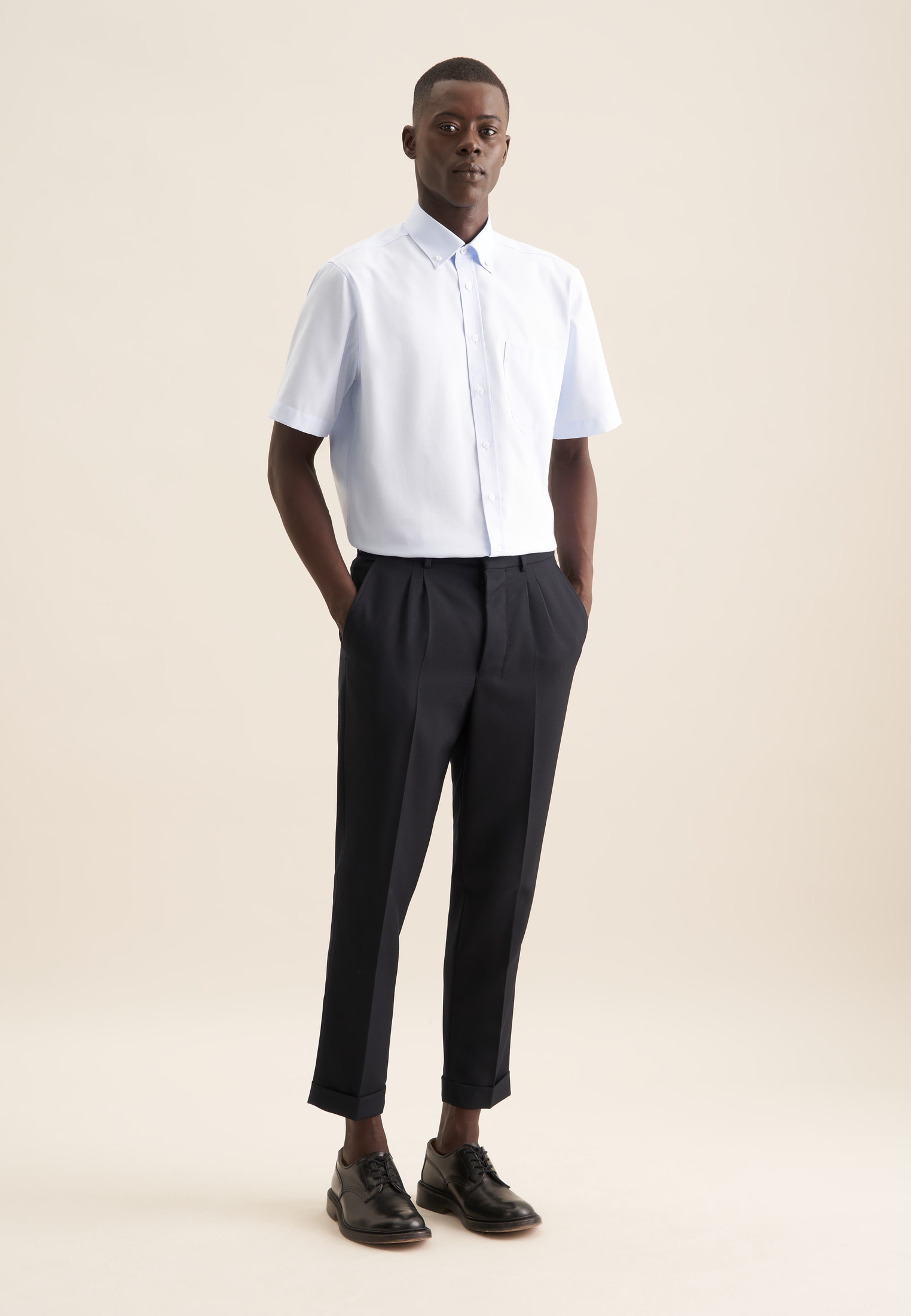 seidensticker Businesshemd »Comfort«, Comfort Kurzarm Button-Down-Kragen Struktur