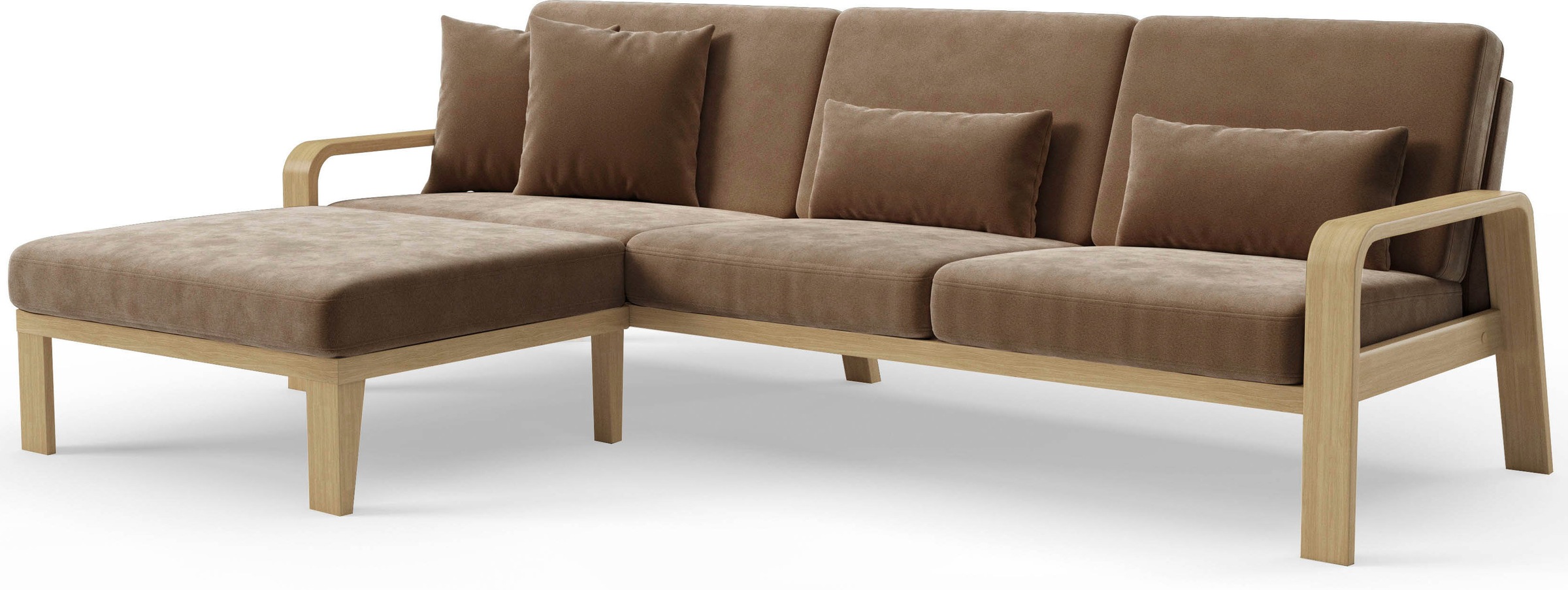 sit&more Ecksofa »Kolding L-Form« Armlehnen aus Buchenholz in natur, verschiedene Bezüge und Farben