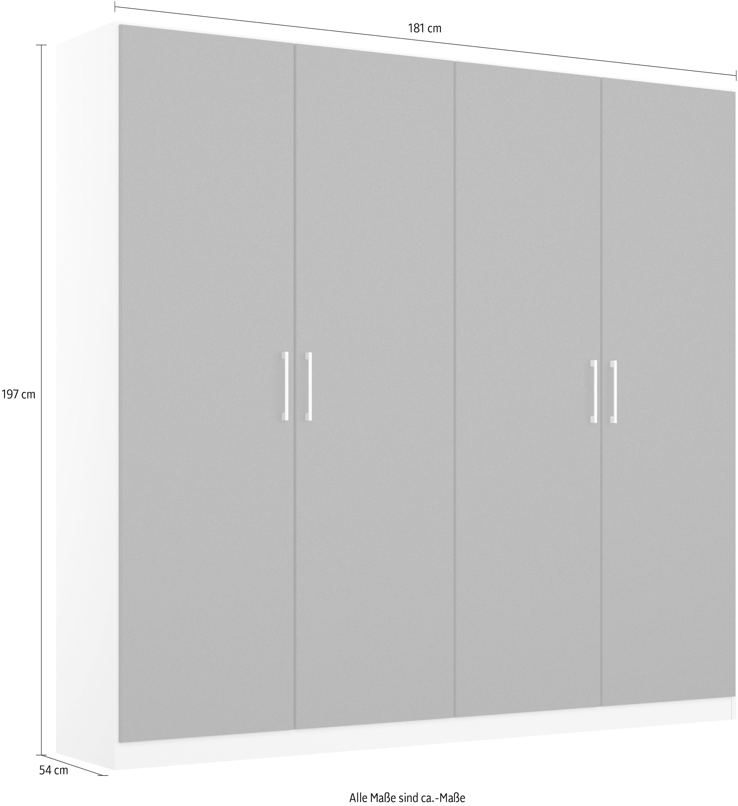 rauch Drehtürenschrank »Kleiderschrank Schrank Garderobe Wäscheschrank COSMO«, mit zusätzlichen Einlegeböden, Metallgriffe in Weiß MADE IN GERMANY