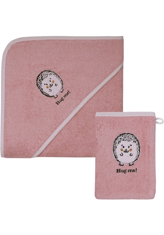 Handtuch Set »Igel rosa Kapuzenbadetuch 100/100 mit Waschhandschuh«, (Spar-Set, 2 St.)