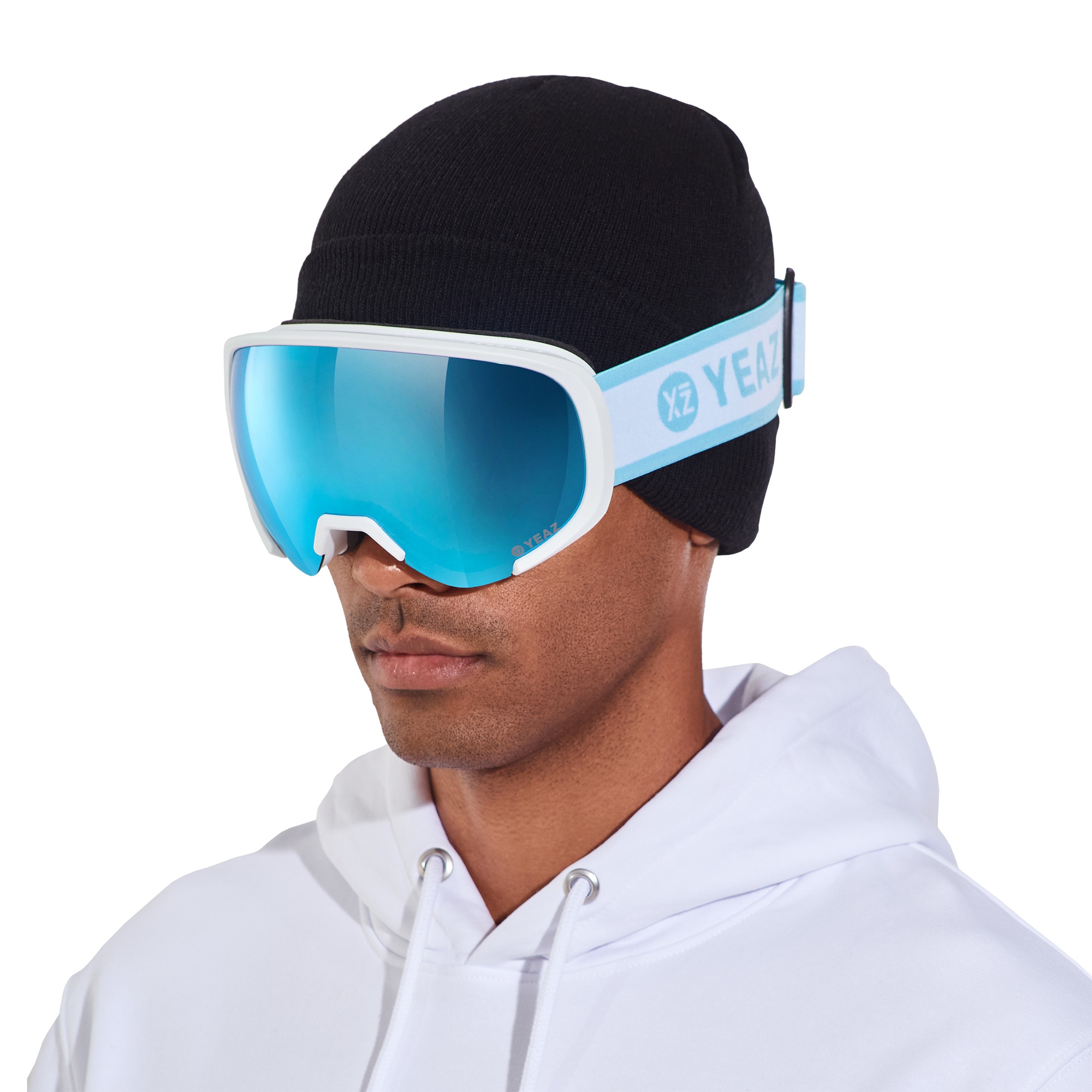 YEAZ Snowboardbrille »Ski- und Snowboard-Brille hellblau/matt weiß BLACK RUN«