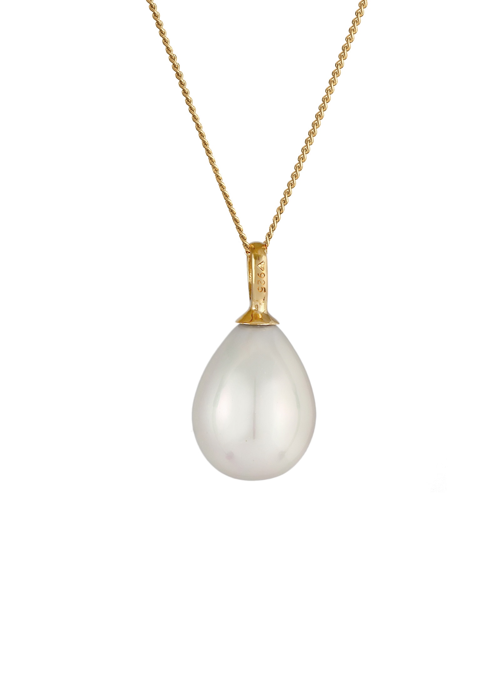 Nenalina Silberkette »Halskette Muschelkernperle Tropfen Klassik 925 Silber«
