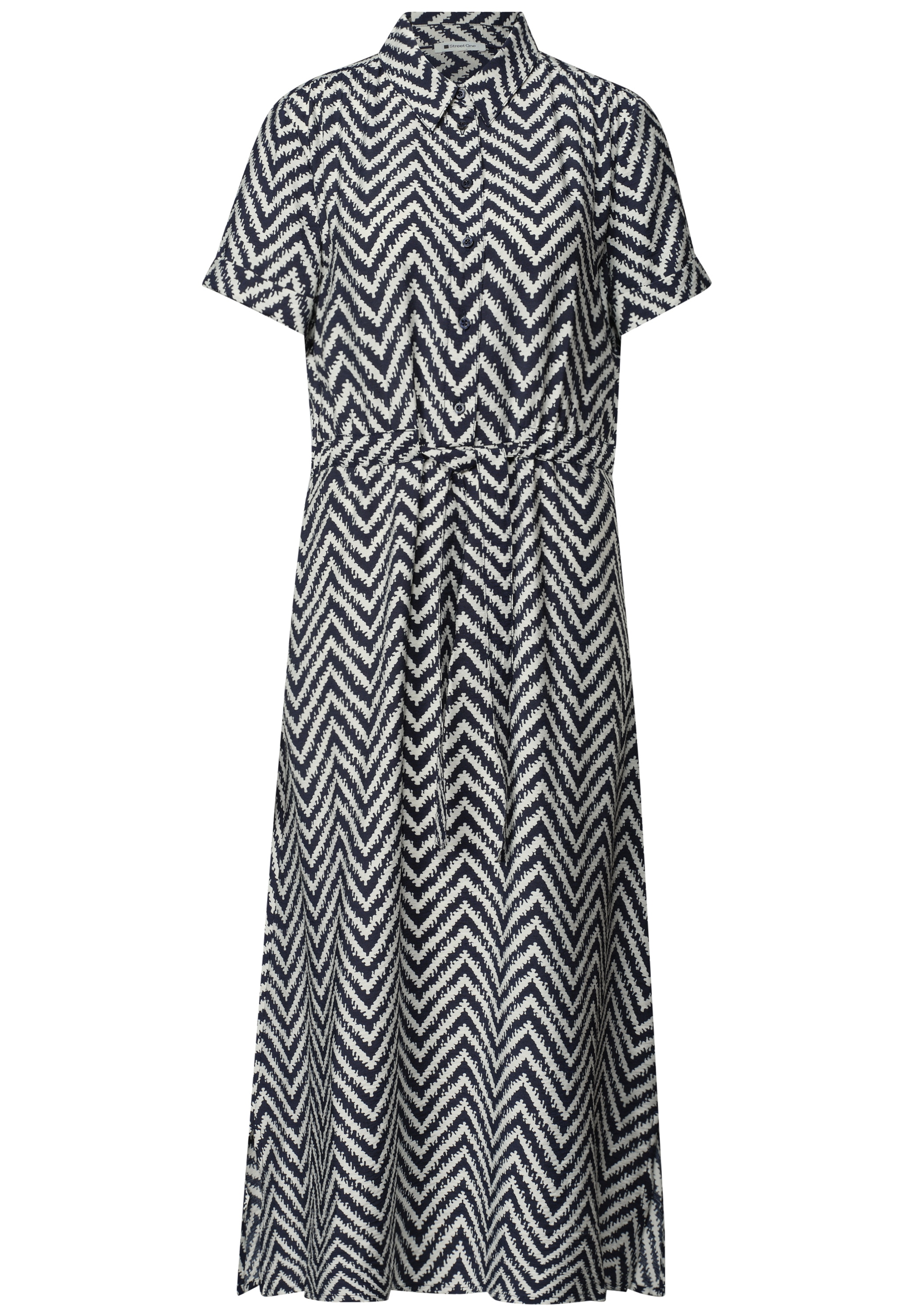 STREET ONE Midikleid Eingrifftaschen Sommerkleid mit Zick-Zack-Muster