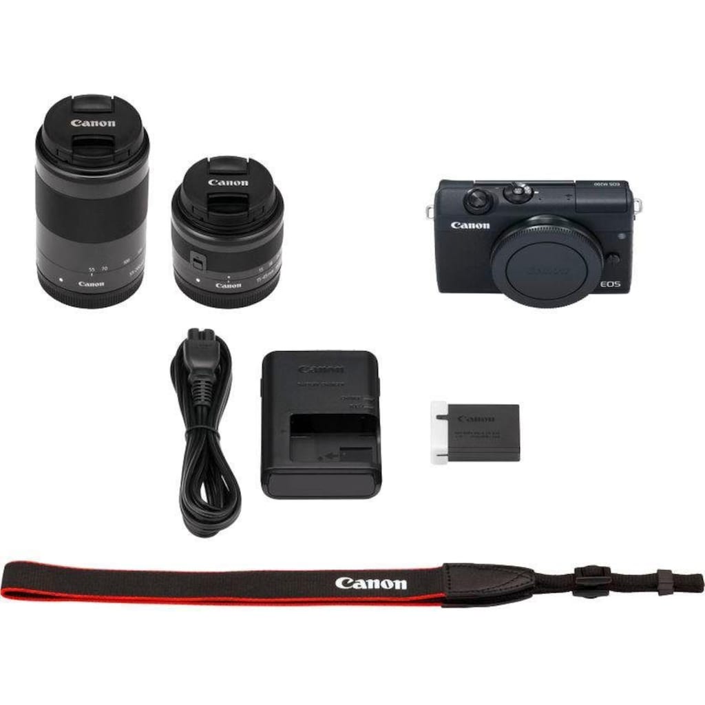 Canon Systemkamera »EOS M200 EFM 15-45mm + EFM 55-200«, EF-M 15-45mm f/3.5-6.3 IS STM, EB EF-M55-200mm
f/4.5-6.3 IS STM, 24,1 MP, Bluetooth-WLAN (Wi-Fi)