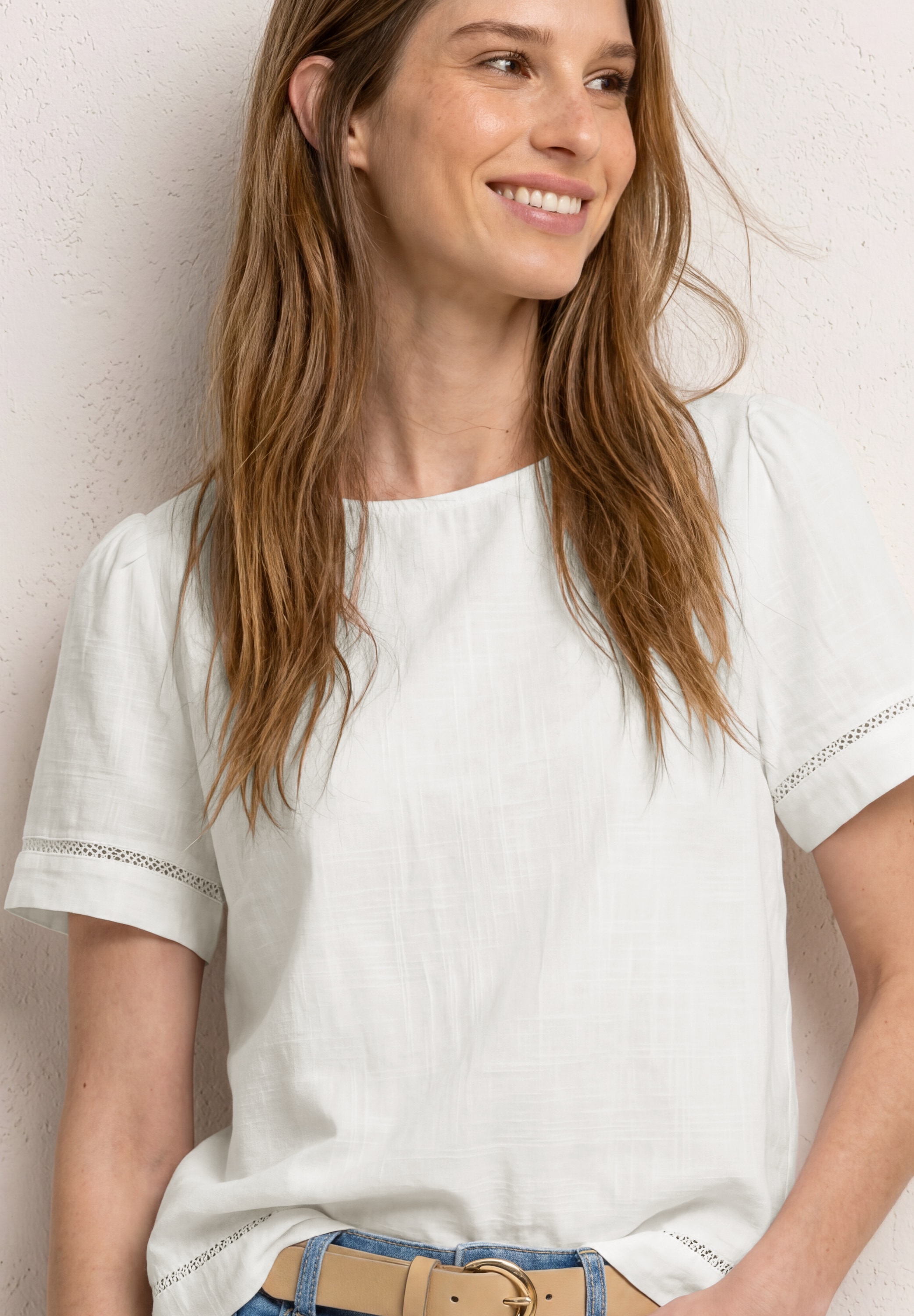 STREET ONE Kurzarmbluse Sommershirt mit Tape-Details