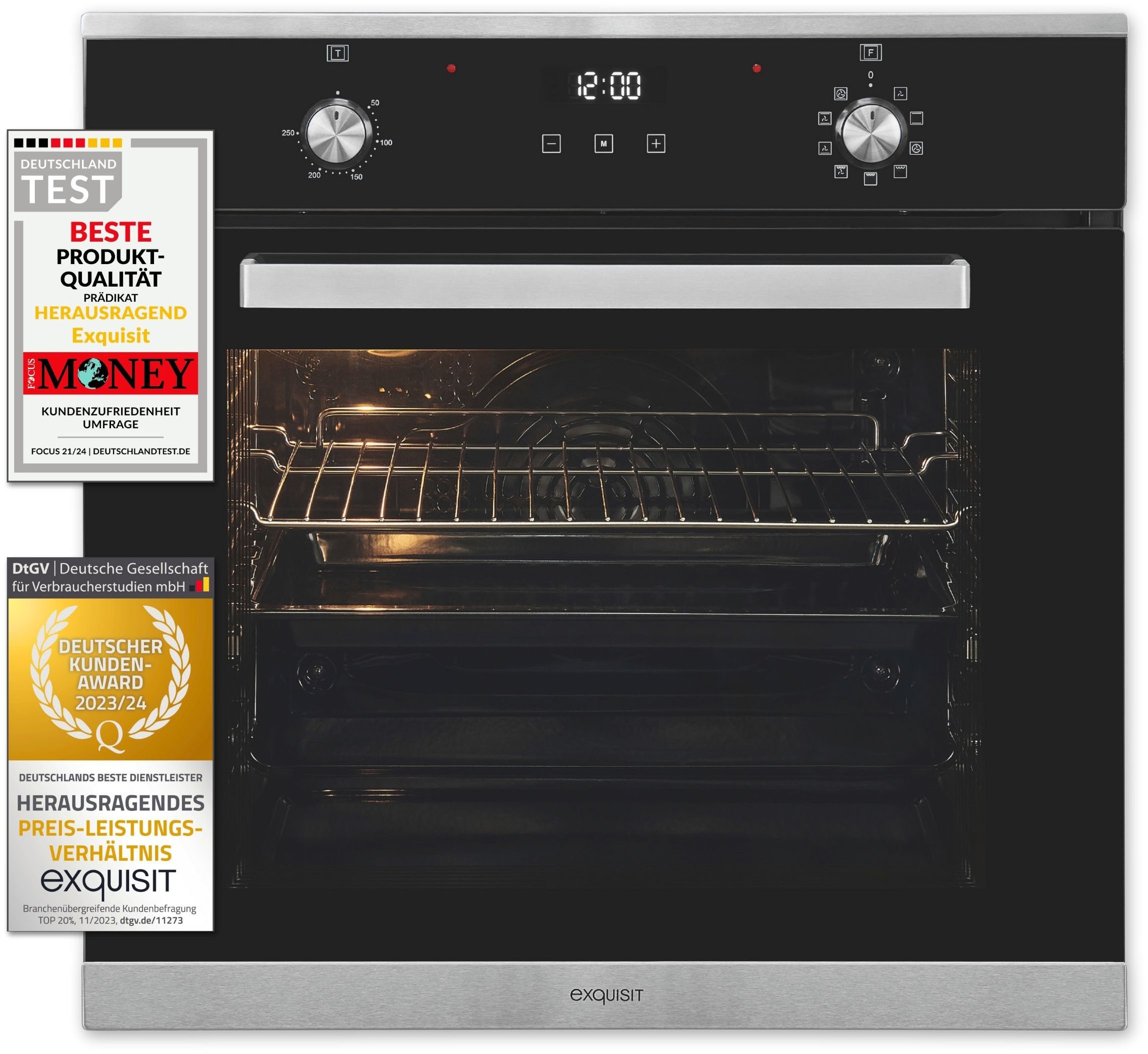 exquisit Backofen  »EBE76-9-H-020 inox«, mit 1-fach-Teleskopauszug