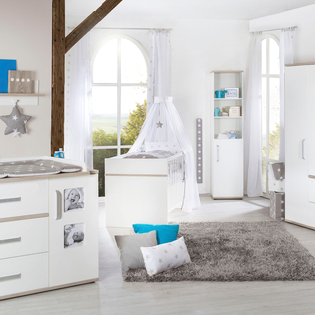 roba® Babyzimmer-Komplettset »Moritz«, (Set, 3 St., Kinderbett, Wickelkommode, Kleiderschrank), breit; mit Kinderbett, Schrank und Wickelkommode; Made in Europe