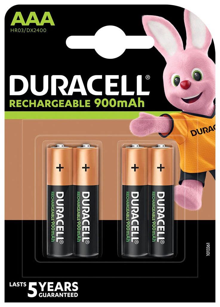 Duracell Batterie »Rechargeable AAA 900mAh Batterien, 4er Pack«, (Packung, 4 St.)