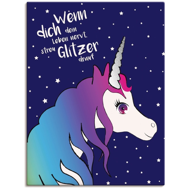 bei Leinwandbild Größen auf OTTO als Glitzer (1 St.), streu Artland Fantasy, in kaufen »Einhorn Wandbild dein Leben«, verschied. Animal