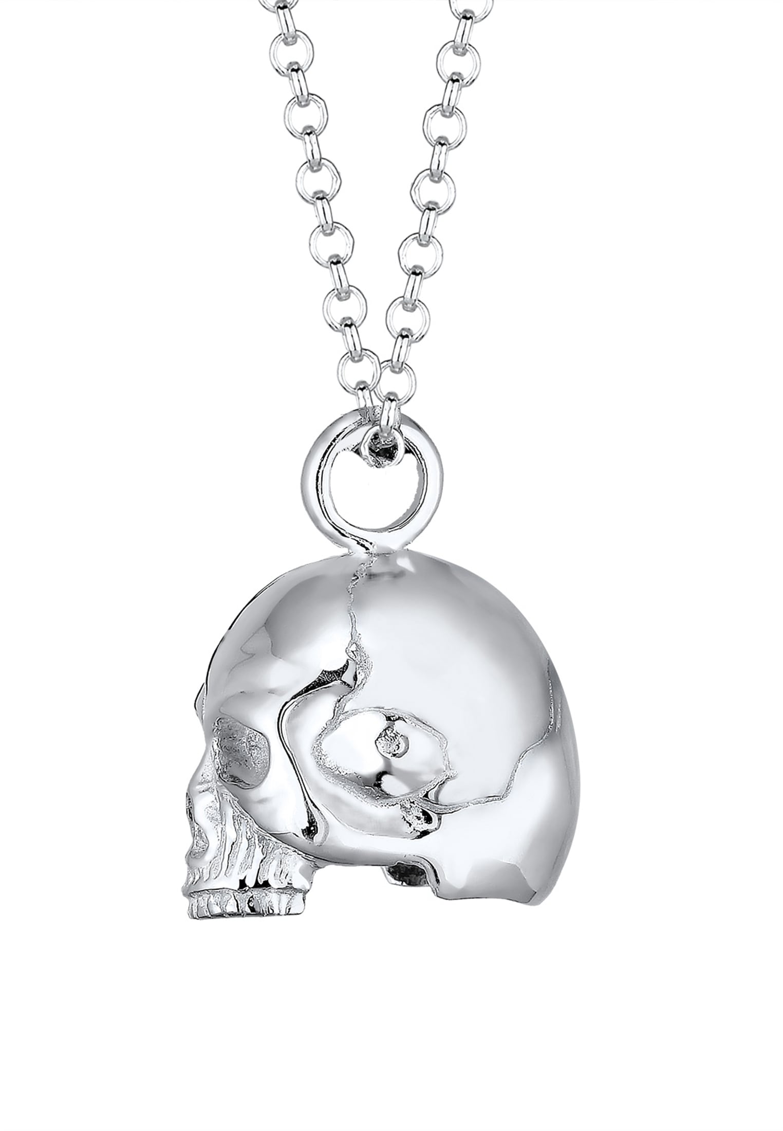 Kuzzoi Lange Kette »Halskette Totenkopf Schädel Gothic 925 Sterling Silber«