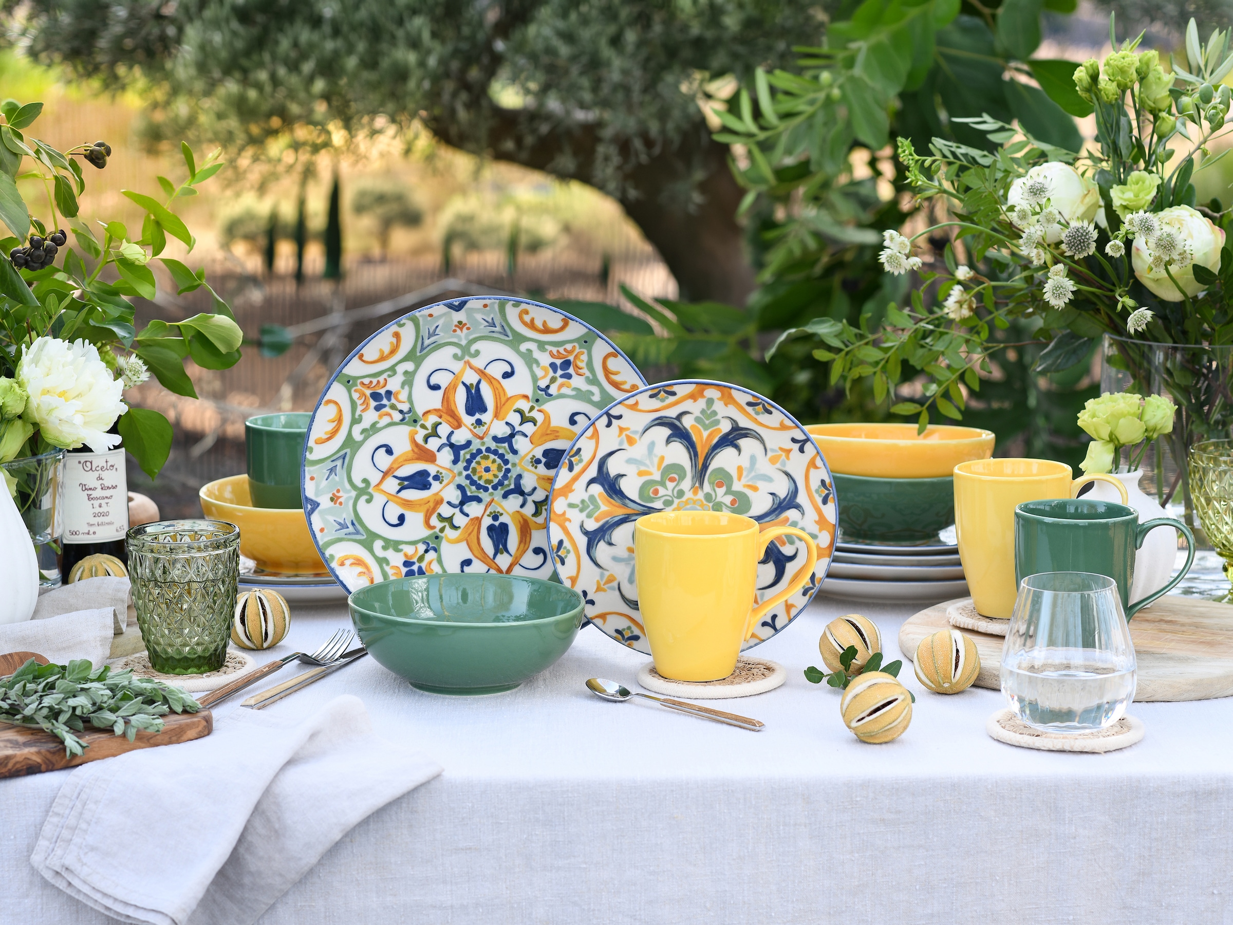 CreaTable Kombiservice »Giardini, Geschirr-Set, 16-tlg.« Mediterrane Leichtigkeit, Fliesen- und Keramikmotive